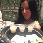 Ariana Vitale of Novo Fogo Cachaça with frozen welcome drinks at “Indie Spirits That Rock.”
