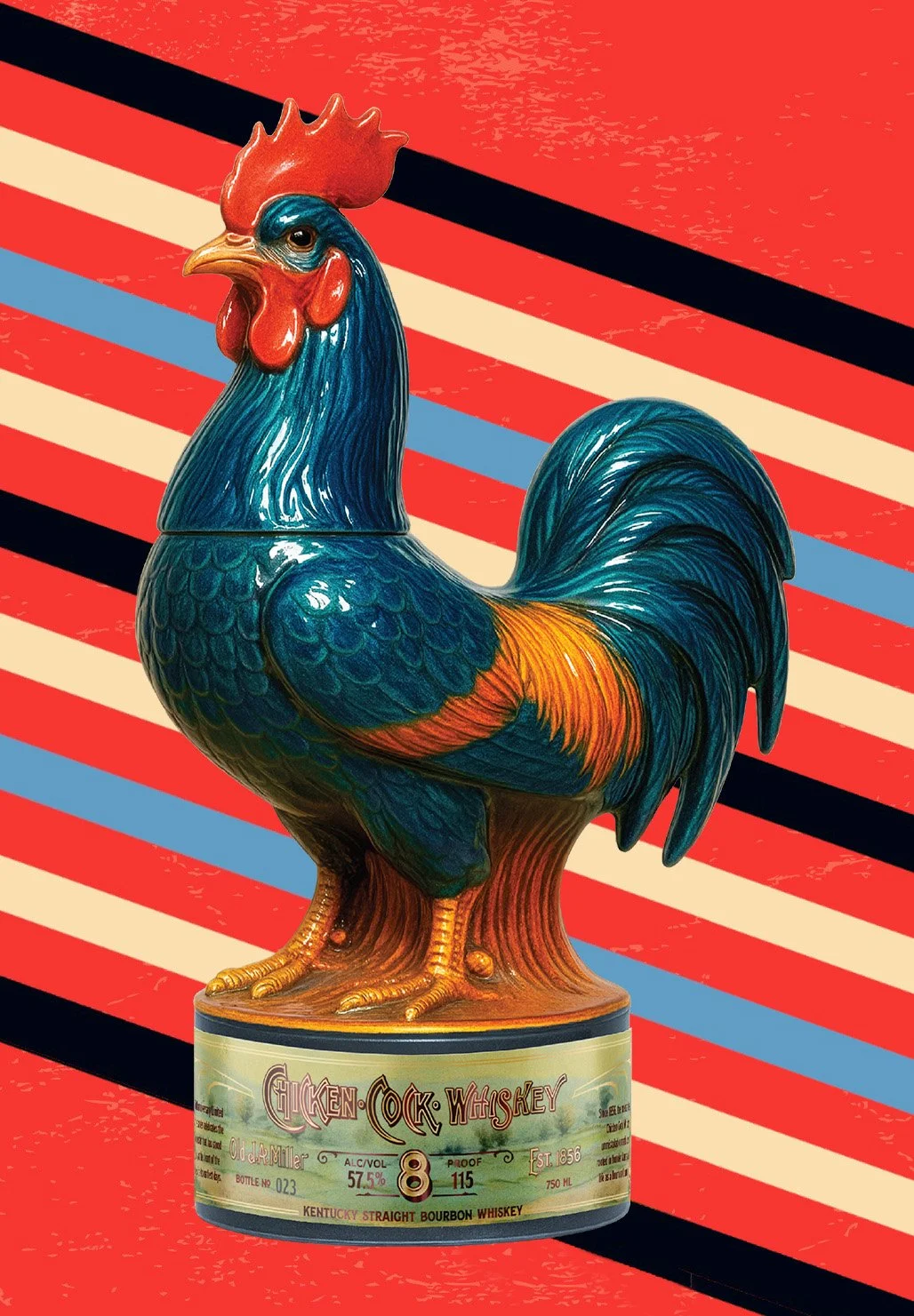 Chicken Cock Whiskey decanter