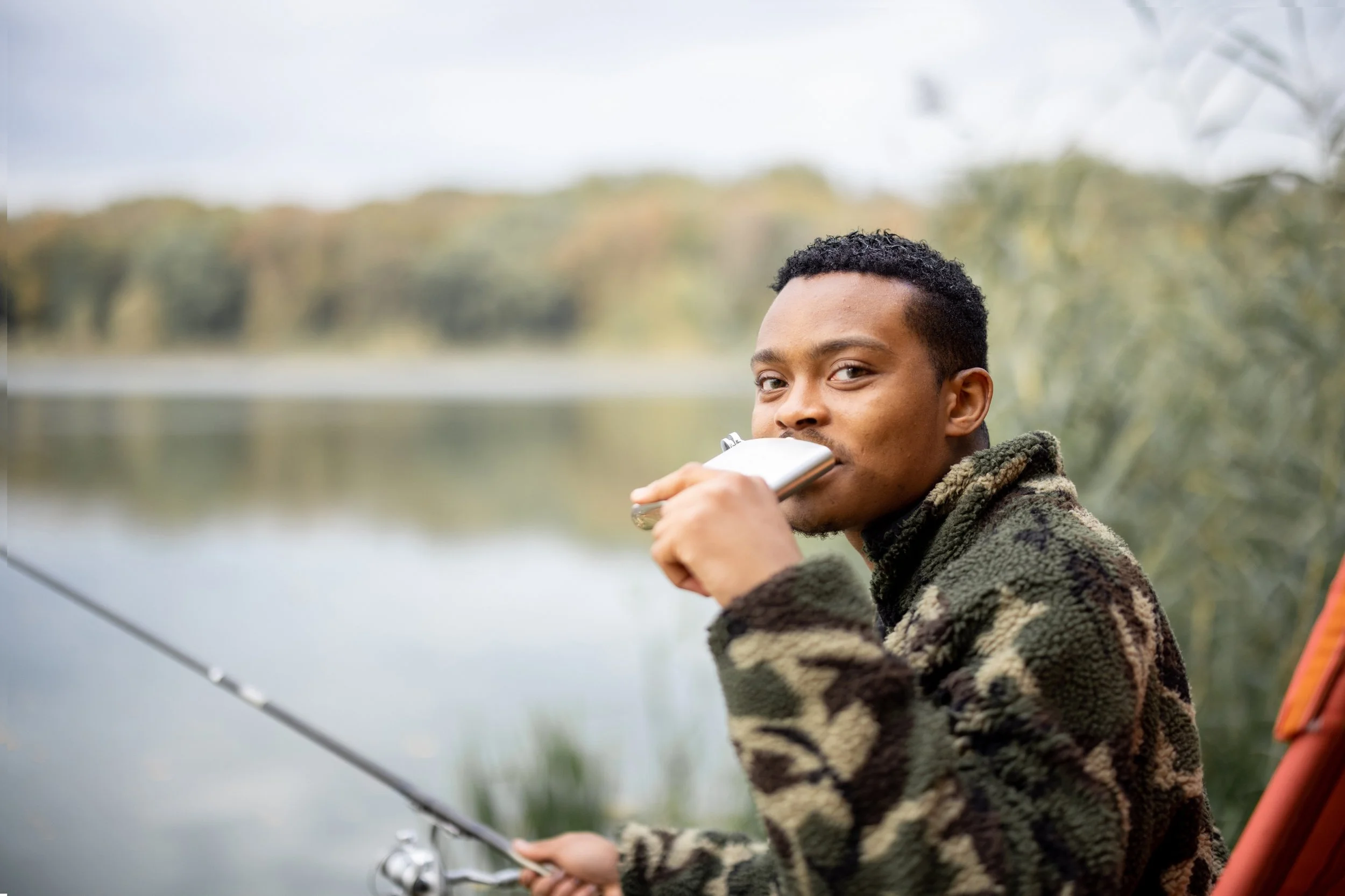 Flask on fishing trip