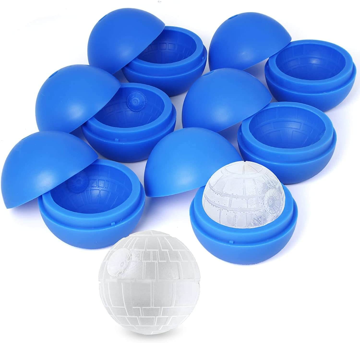 GRUISE Star Wars Death Star Silicone Ice Cube Mold Tray, Blue Round Ice Cube Mold for Whiskey, Bourbon, Cocktails, Chocolate (2 Packs)