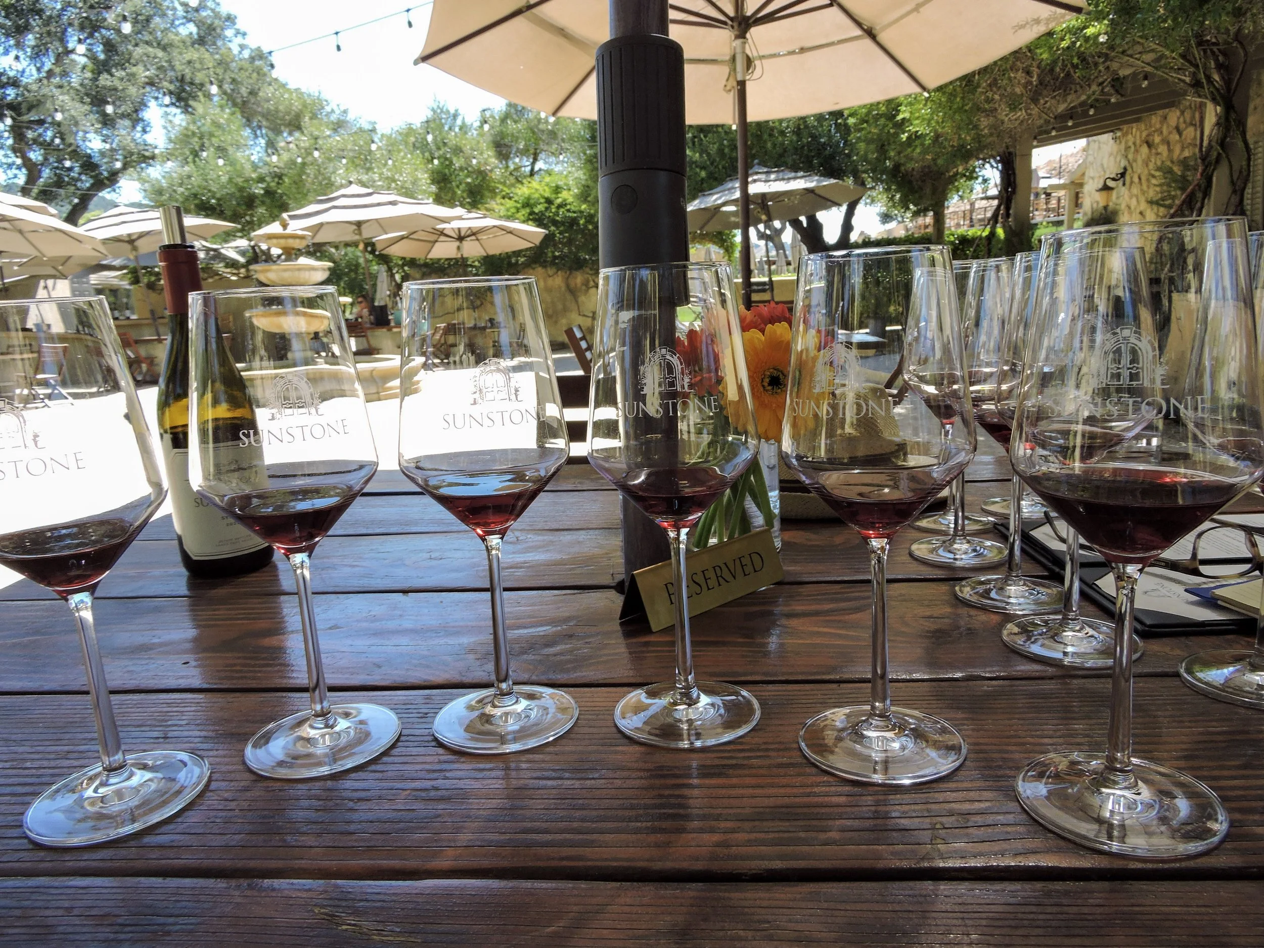 A syrah tasting flight at Sunstone Winery