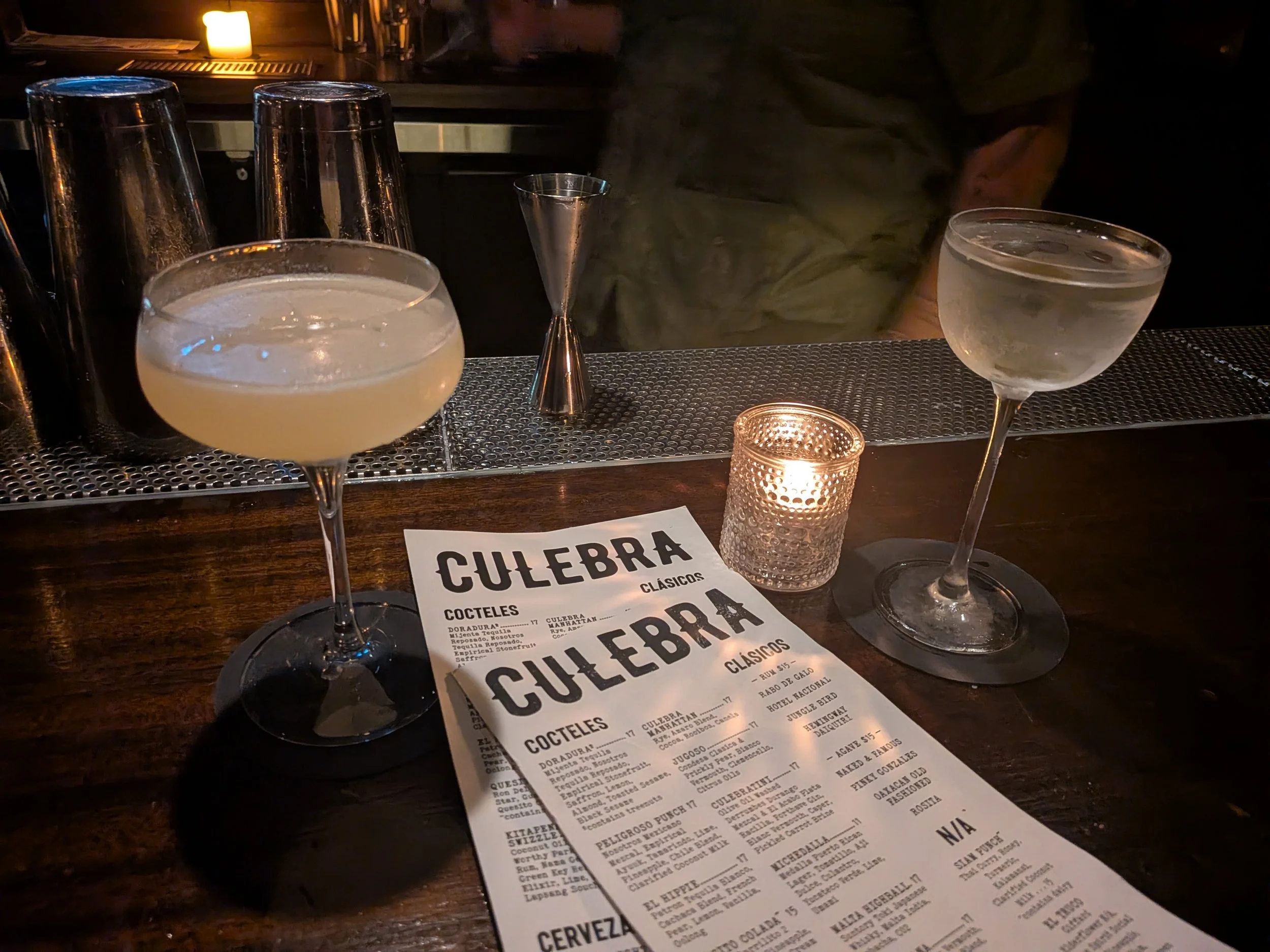 Drinks and Menus at Culebra
