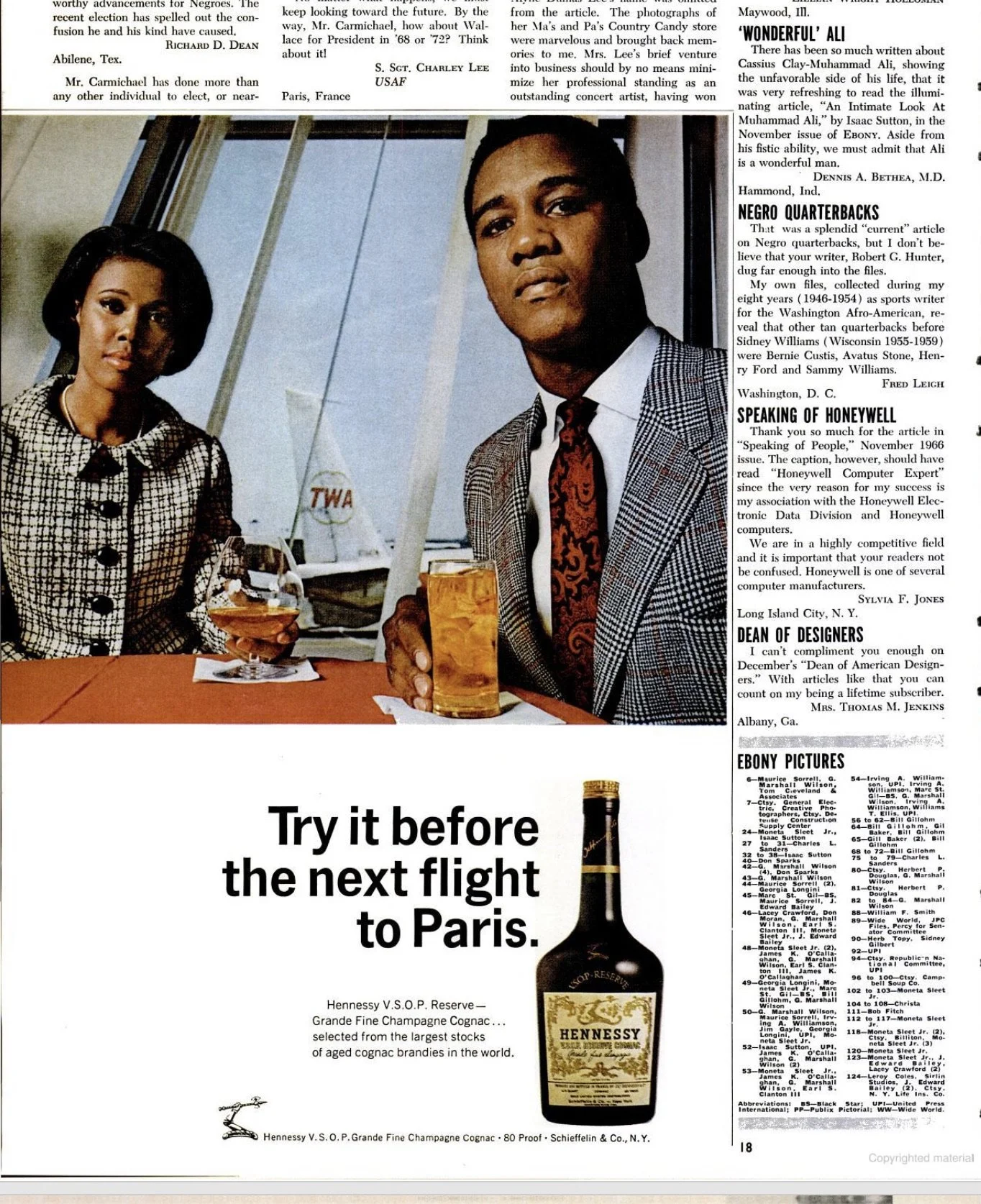 A vintage Hennessy ad from Ebony magazine