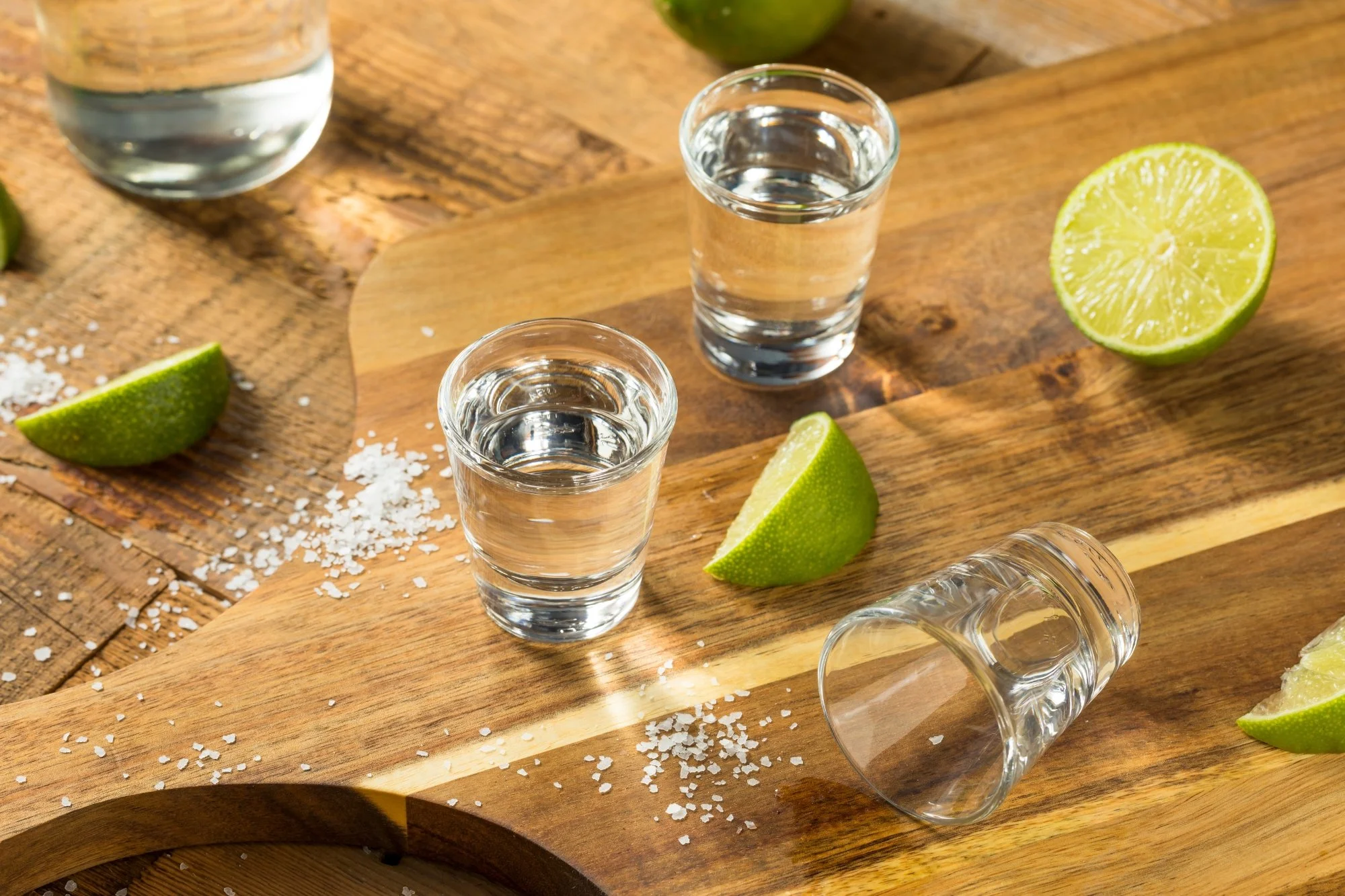 Tequila shots with lime and salt