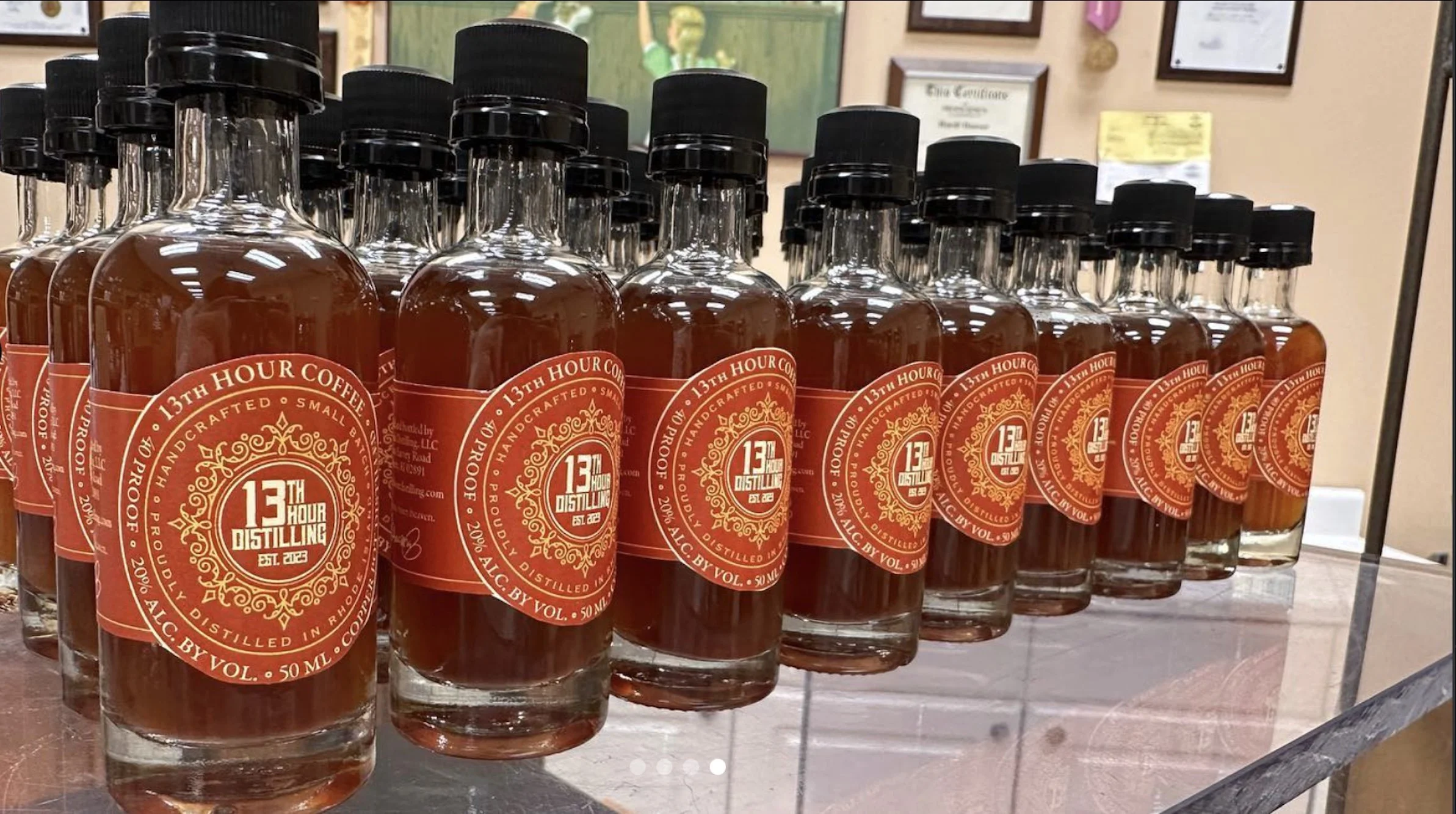 13th Hour Coffee Rum bottles at 13th Hour Distilling