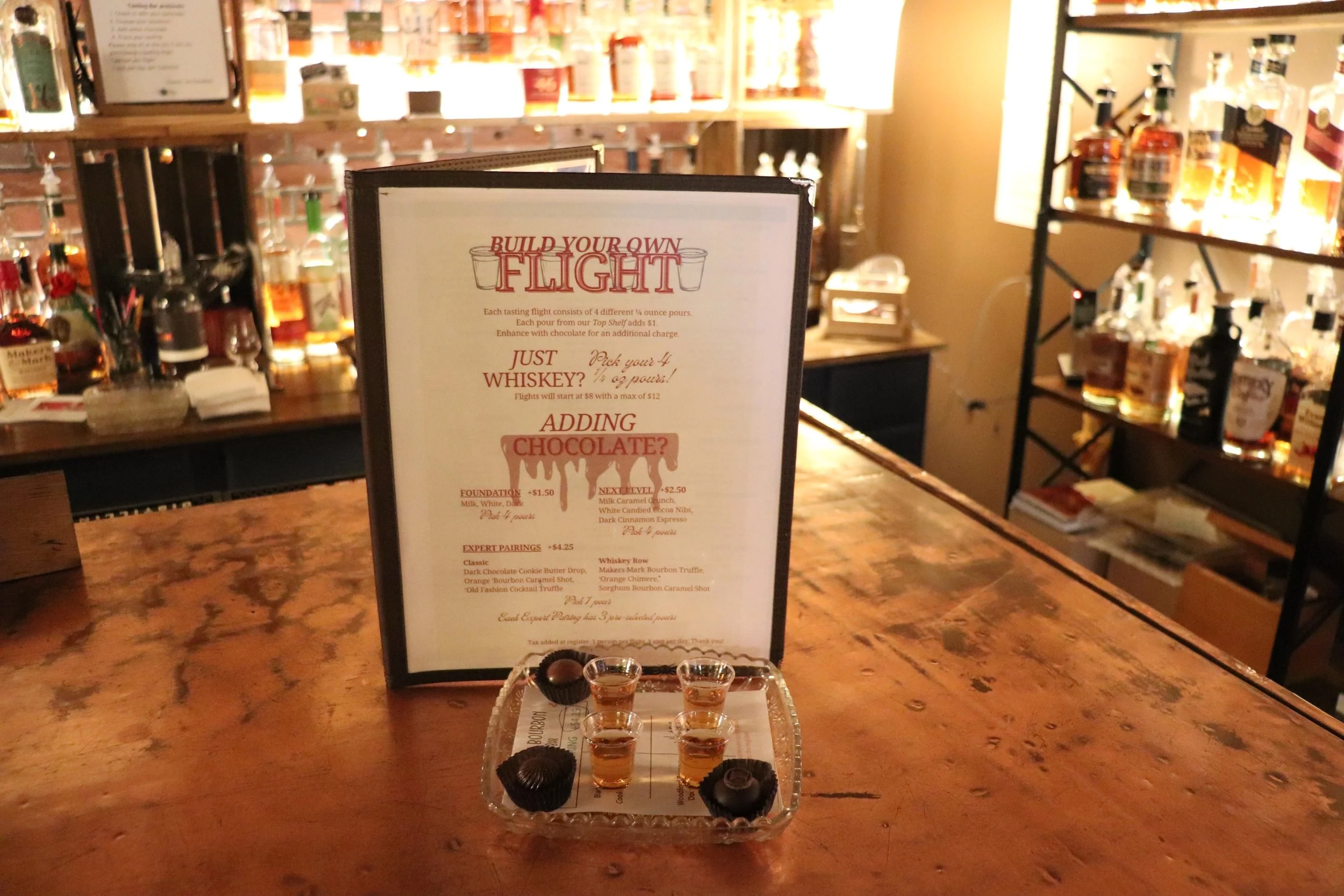 Whiskey and chocolate flight