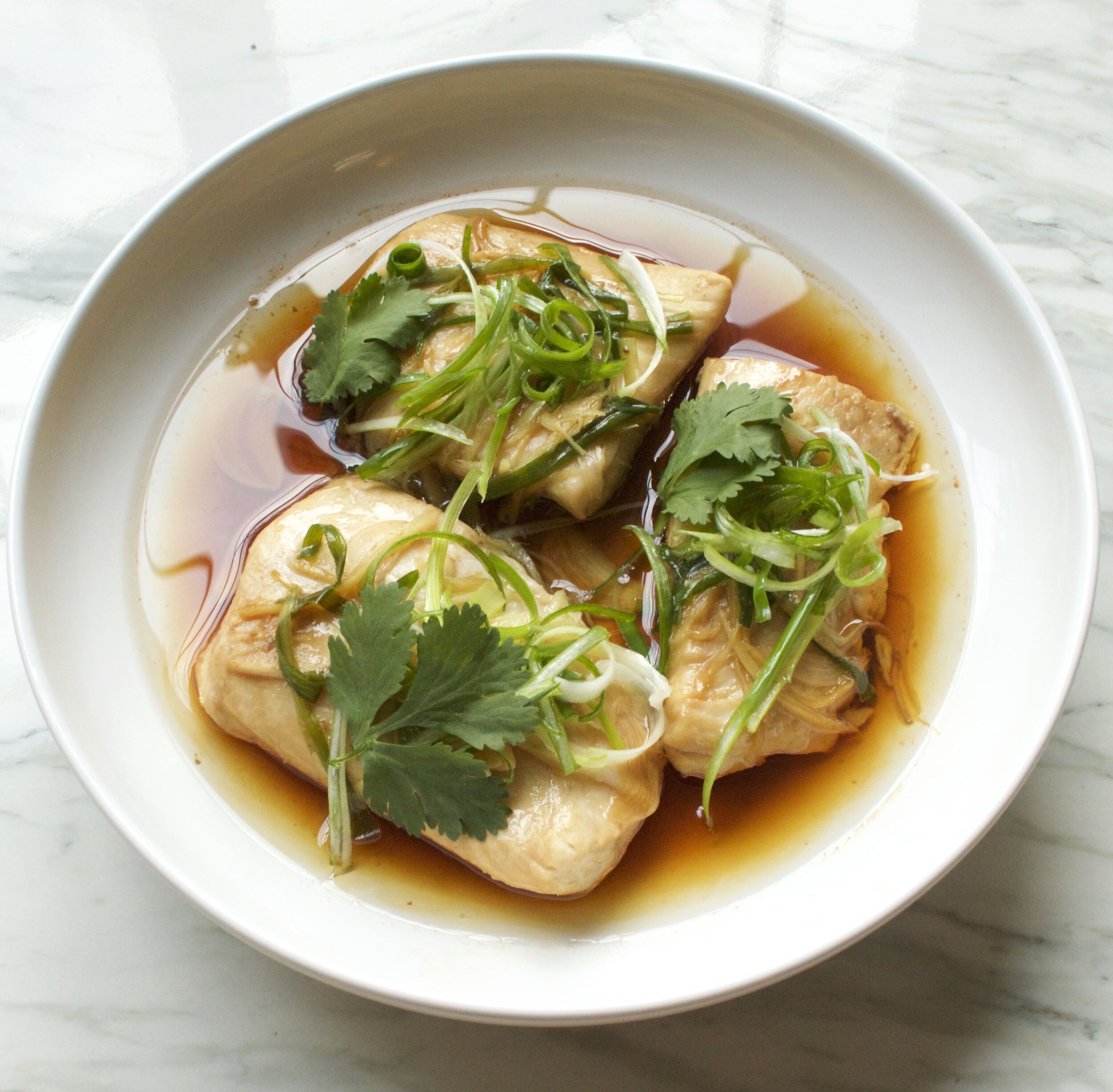 Chinese Steamed Fish with Ginger Shallot Sauce