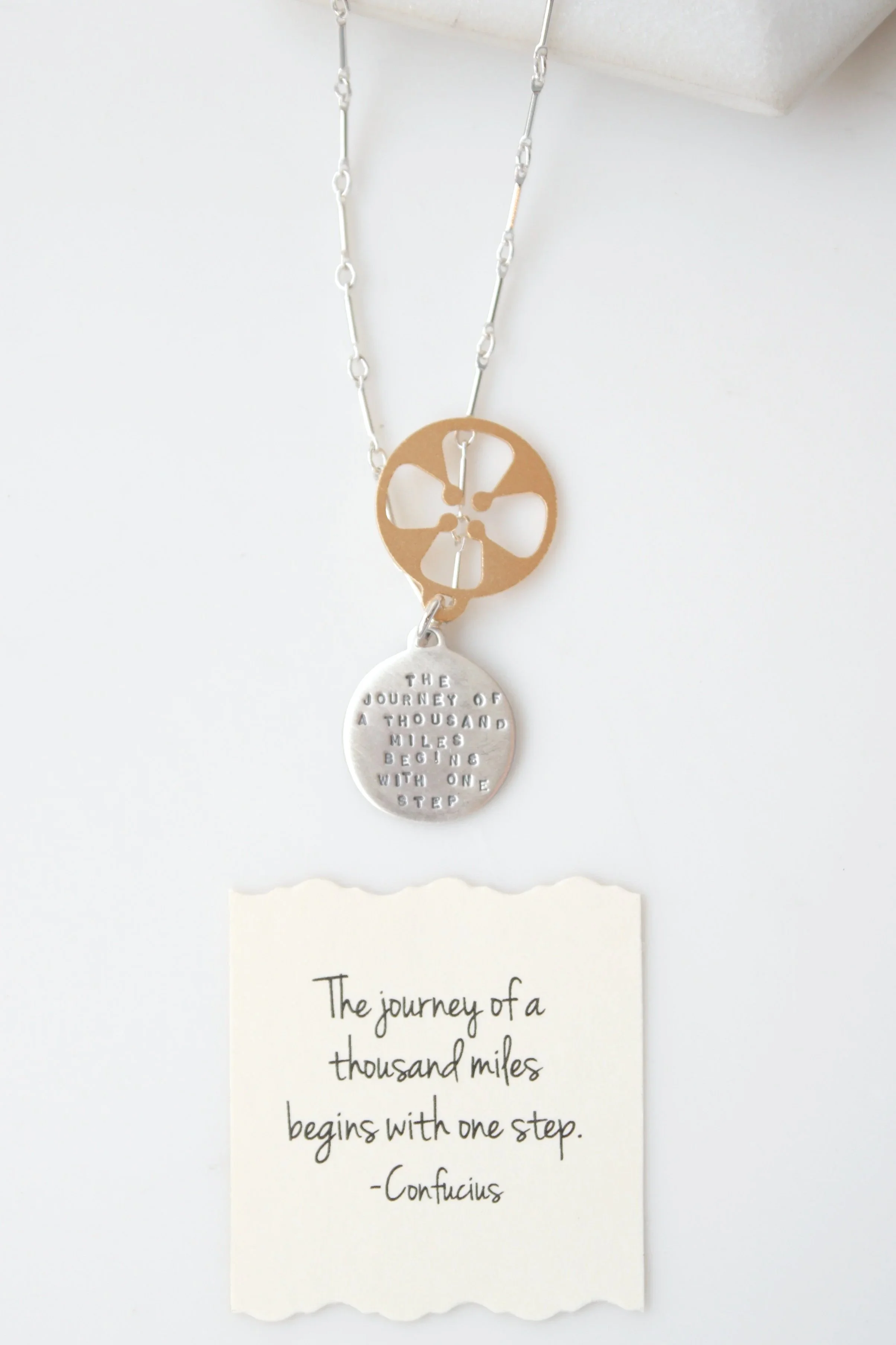 Kathy Bransfield The Journey of a Thousand Miles Begins with One Step Necklace
