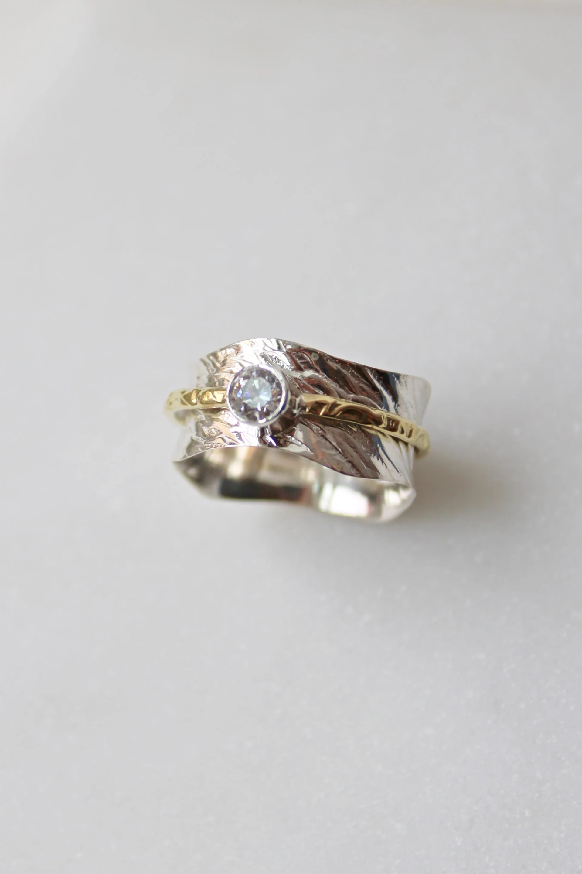 Sterling Silver Sparkle On Spinner Ring