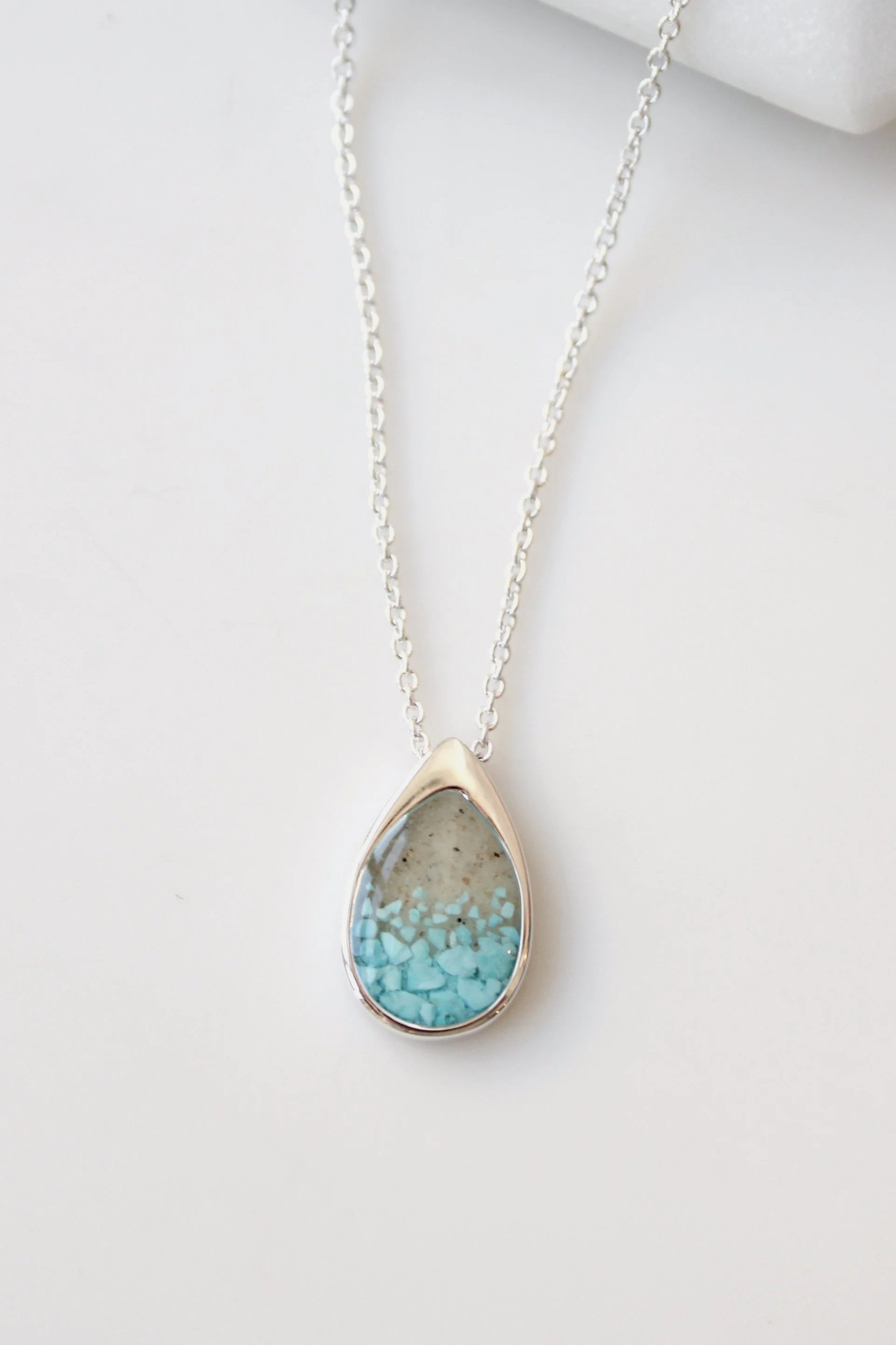 Dune Sand Teardrop Necklace-Turquoise Gradiant