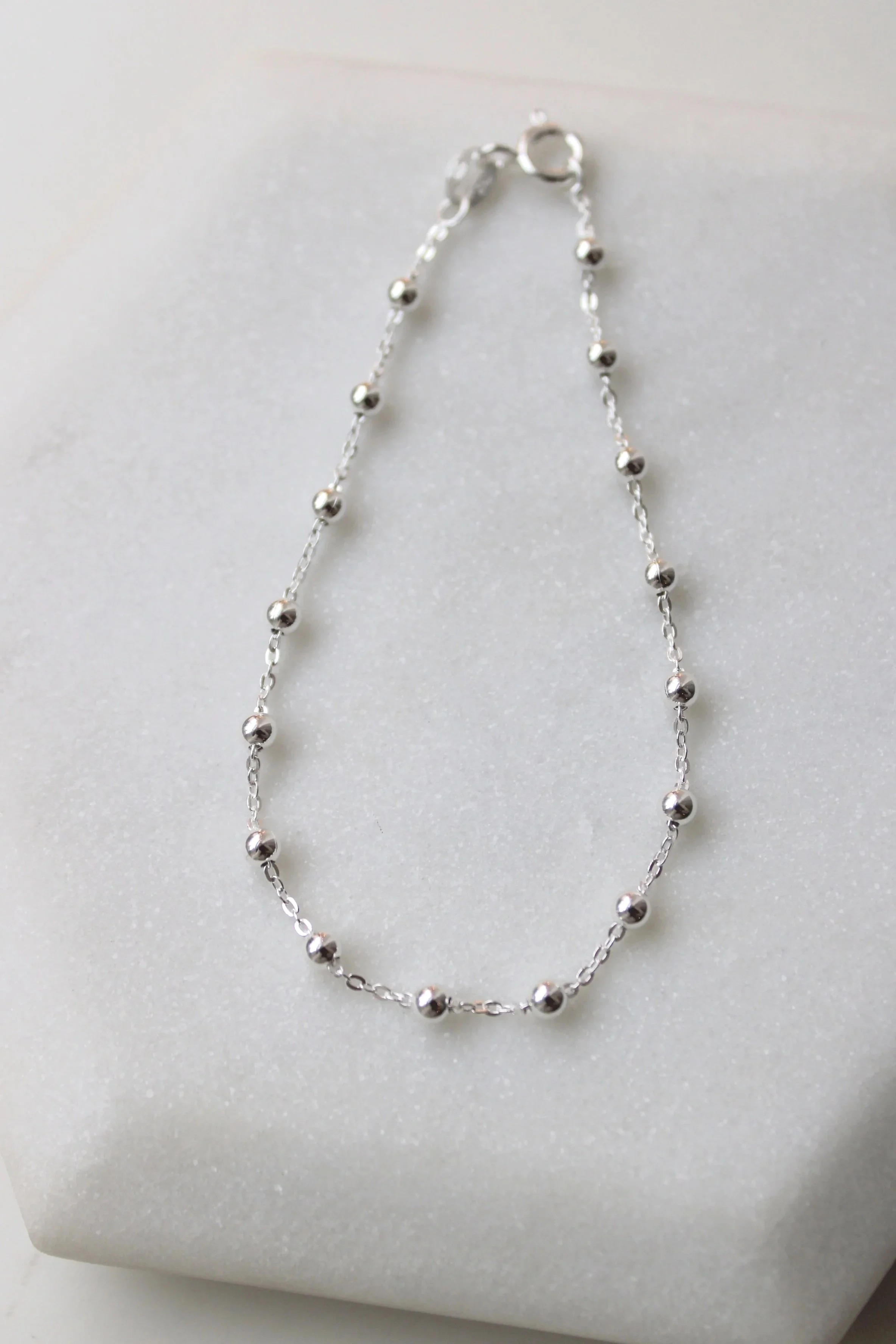 Sterling Silver Station Bead Bracelet