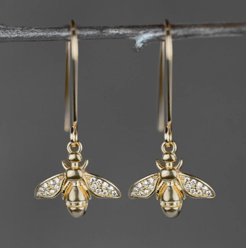 KBD Studio Small Brass Vintage Bee Earrings