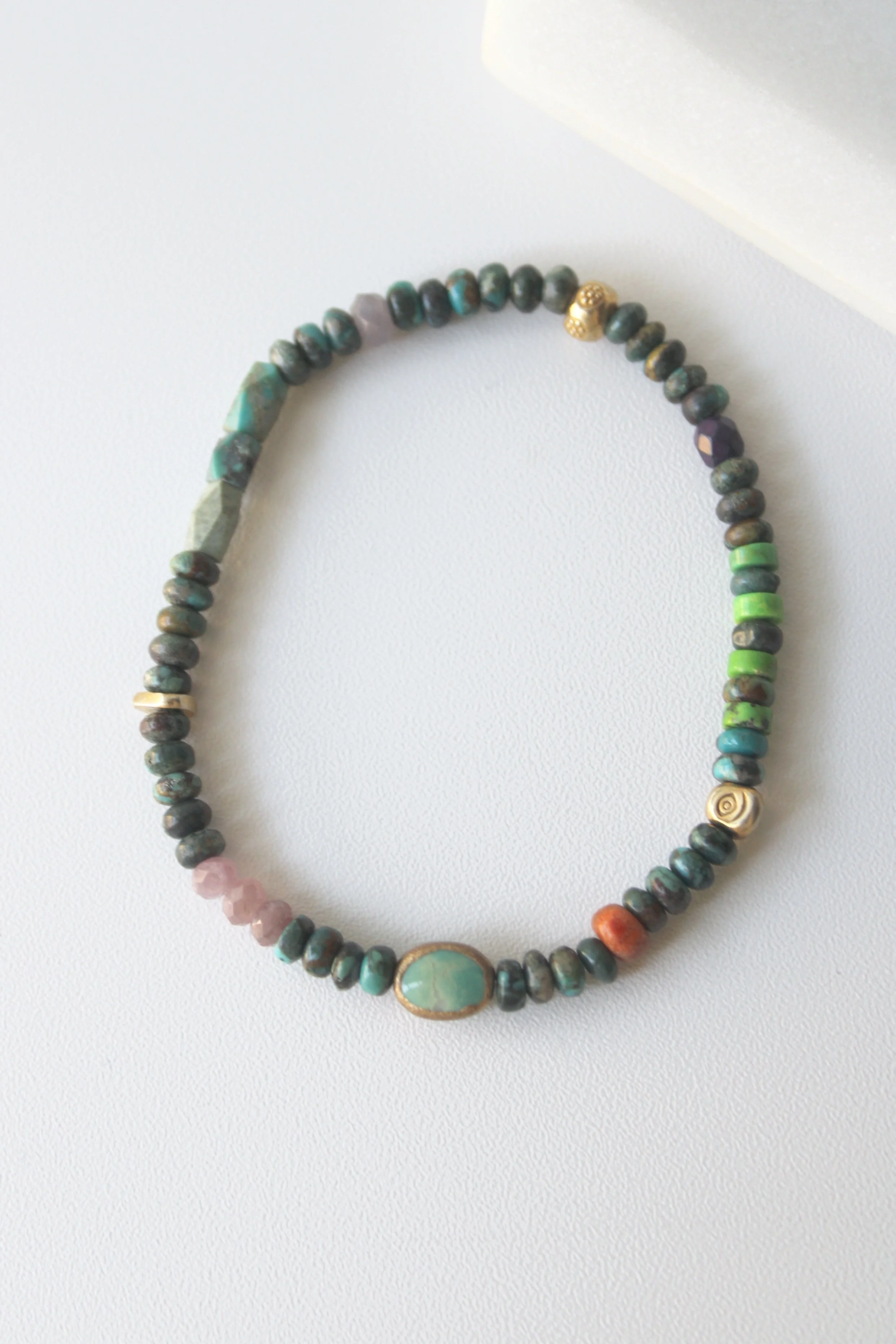 Riverstone Small Dark Turquoise Bead Bracelet