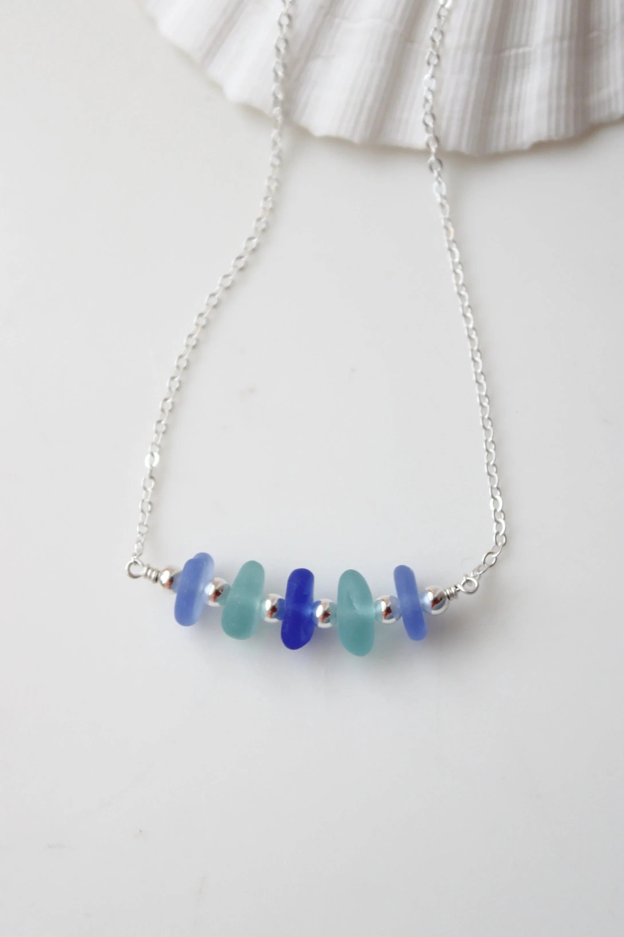 Lita Sea Glass 5 Stone Horizontal Necklace