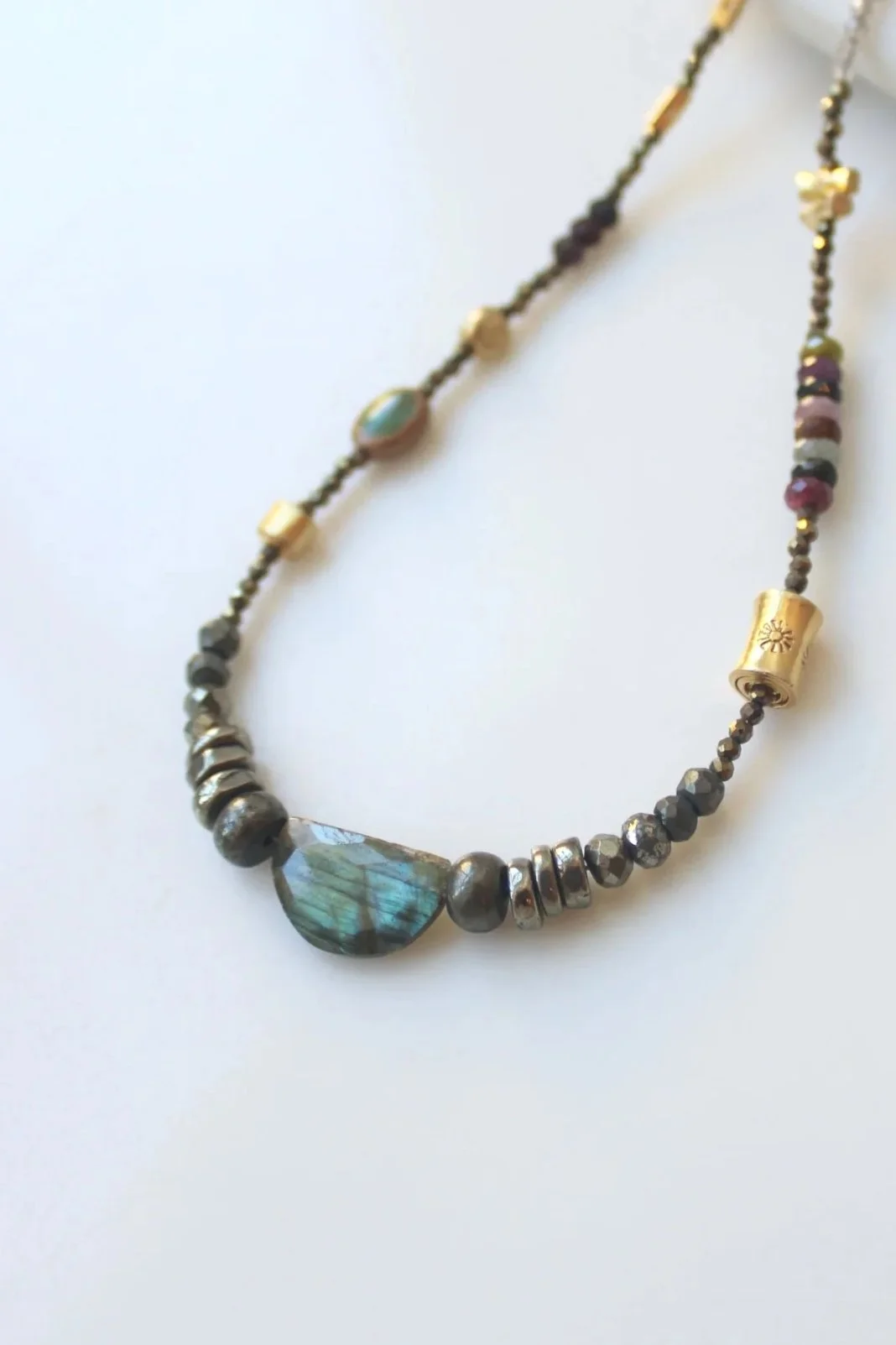 Riverstone Industrial Lab and Tourmaline Necklace