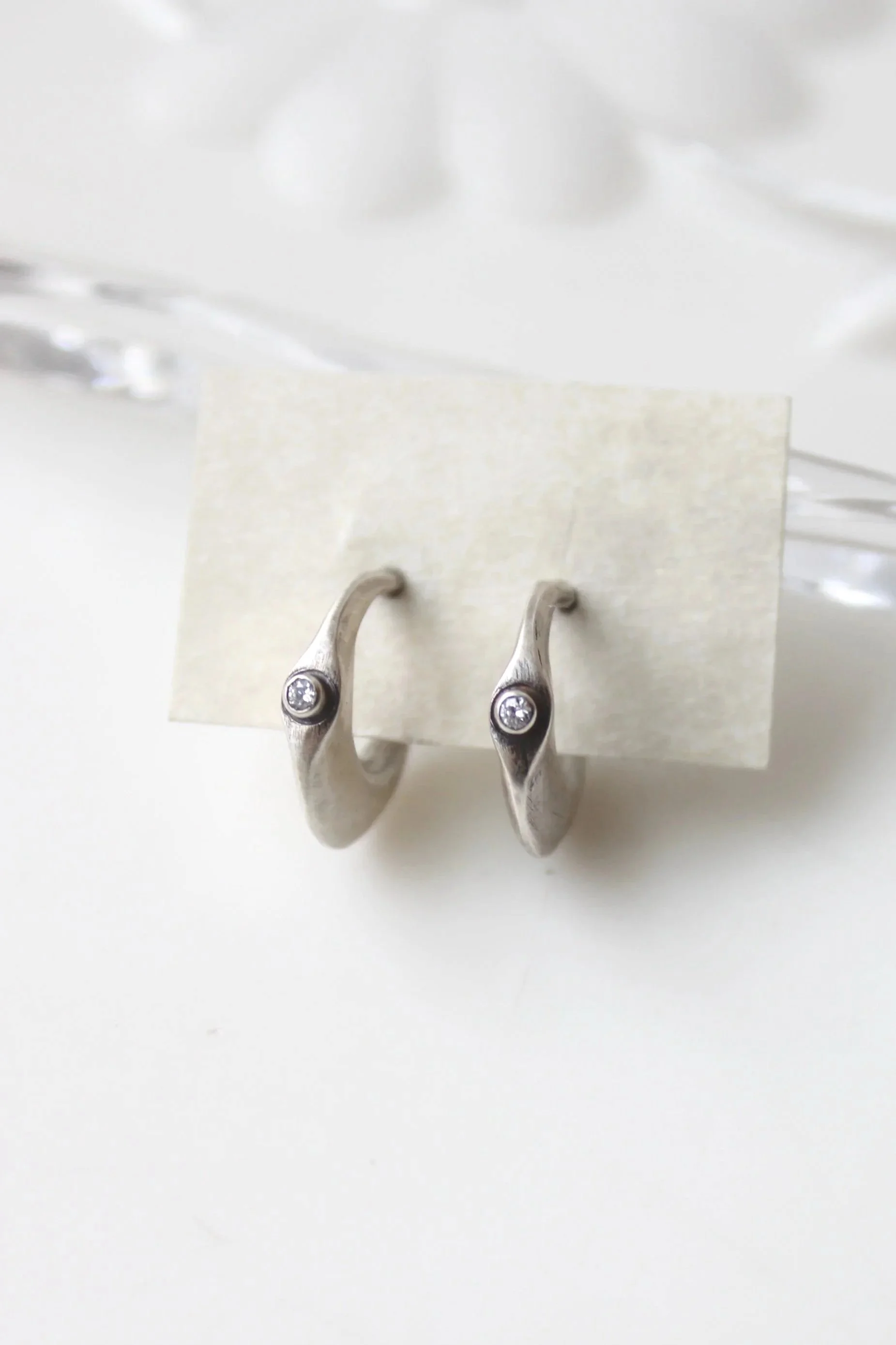Austin Titus Crescent Huggie Diamond Earrings