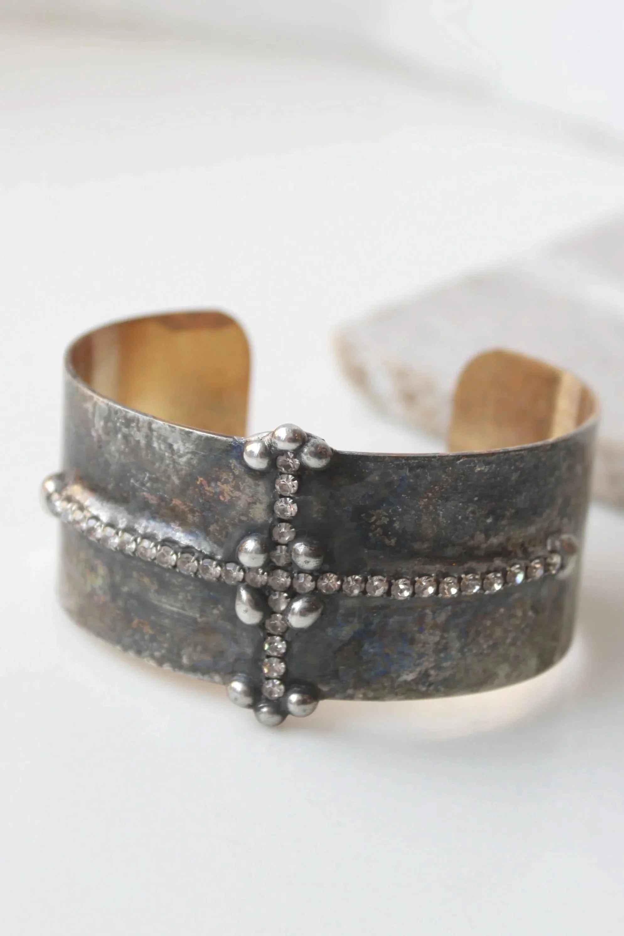 Mikal Winn Crystal Cross Cuff Bracelet