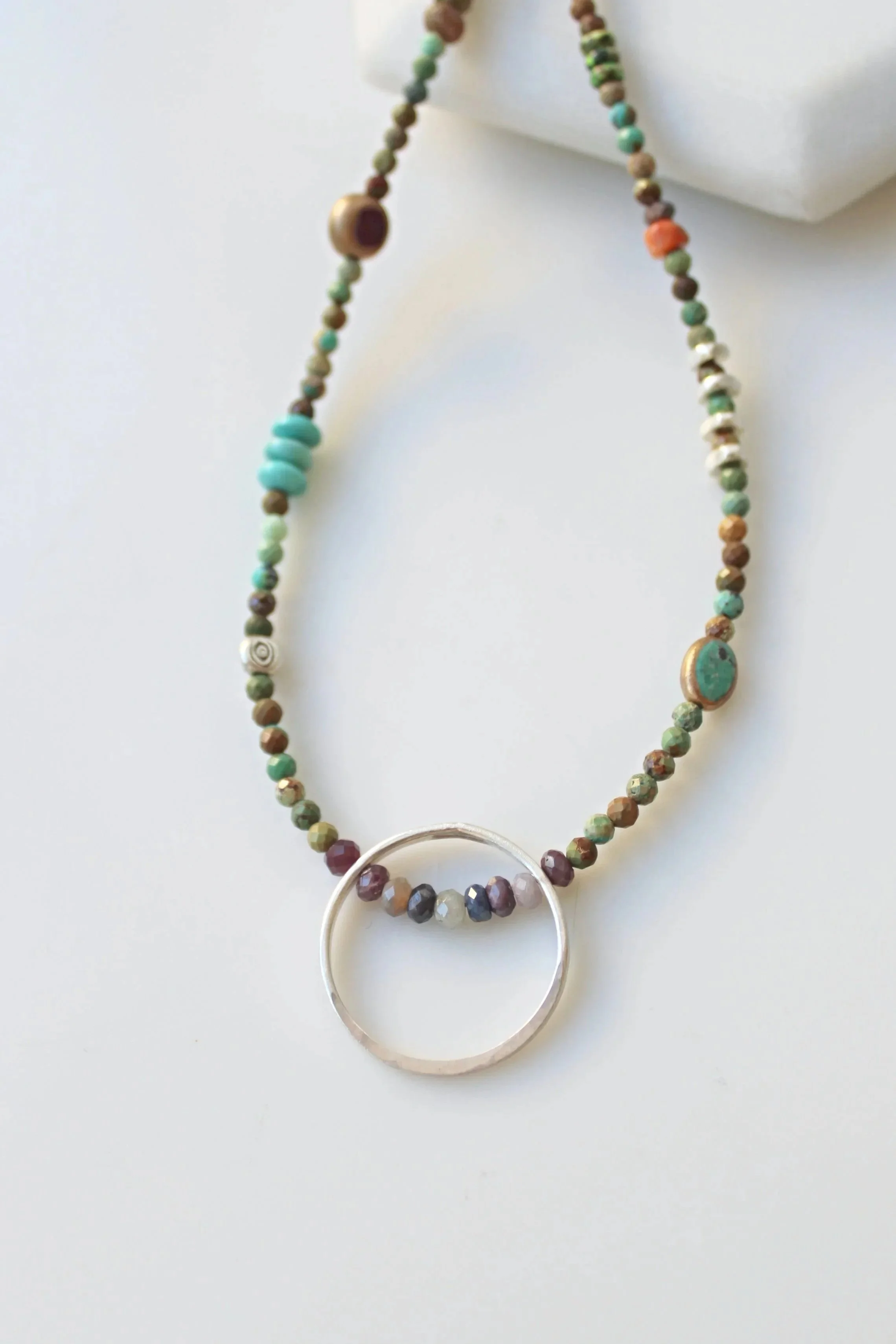 Riverstone Sterling Silver Circle Necklace