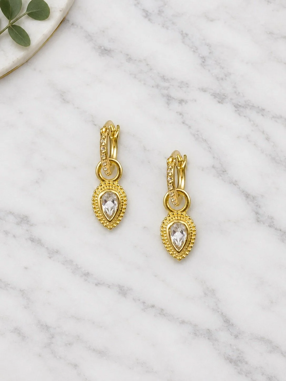 Lulu Designs Ellis Huggie Earrings- White Topaz