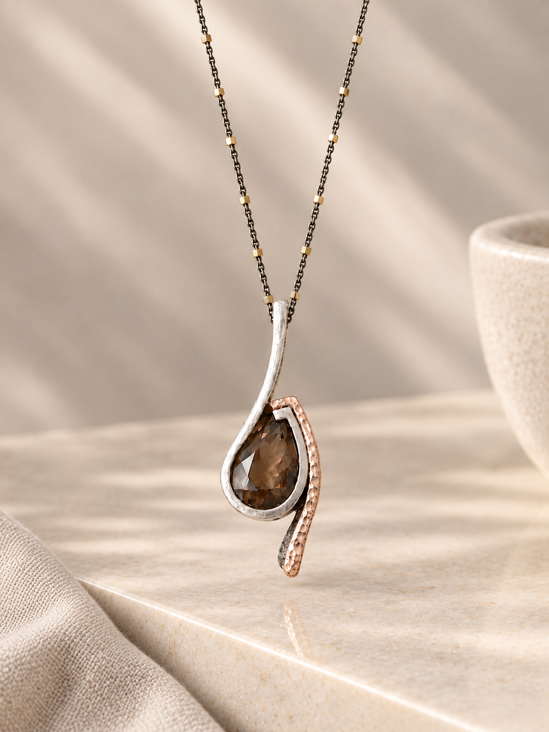Bora Smoky Quartz Curved Edge Necklace