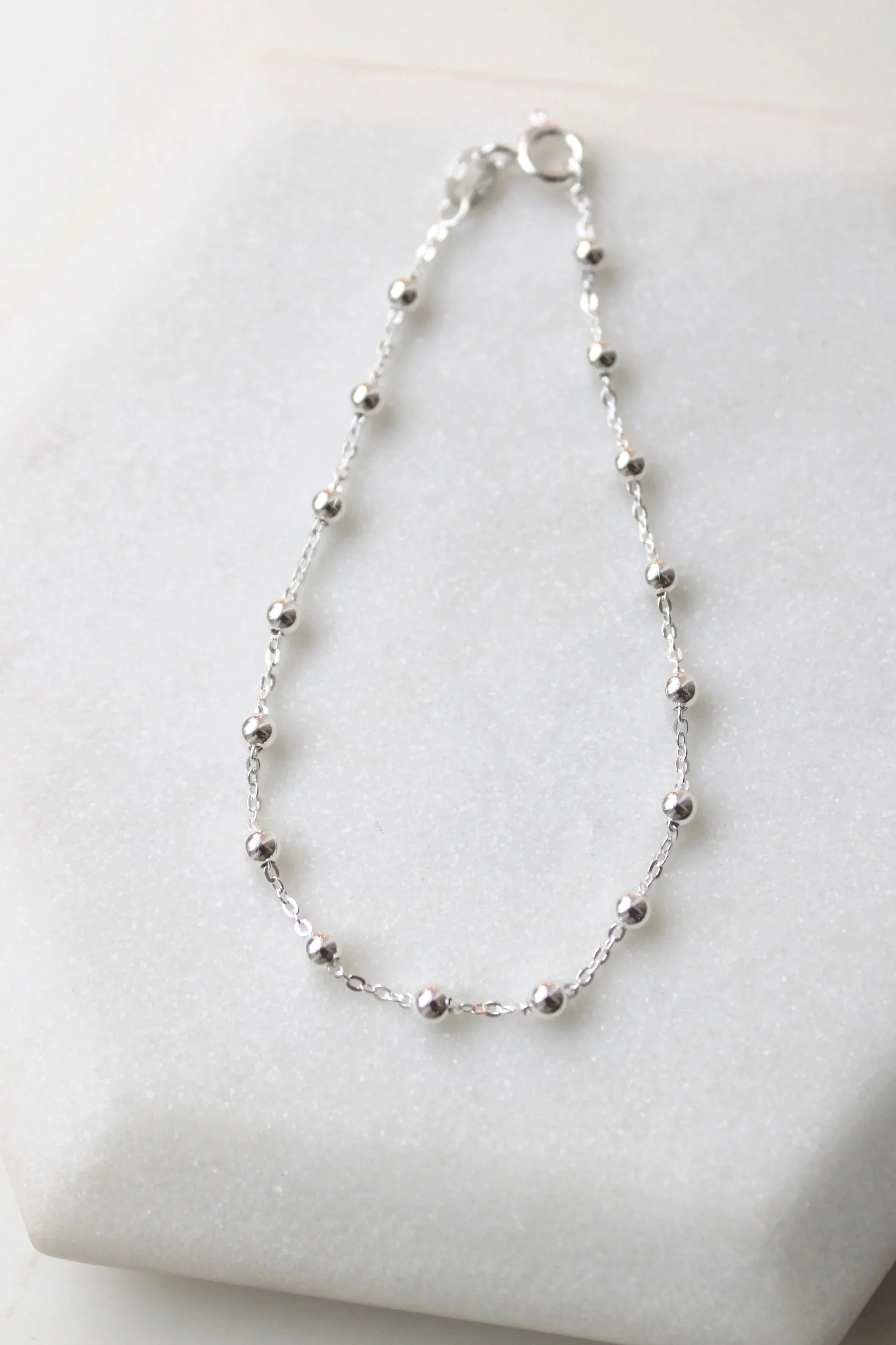 Sterling Silver Station Bead Bracelet