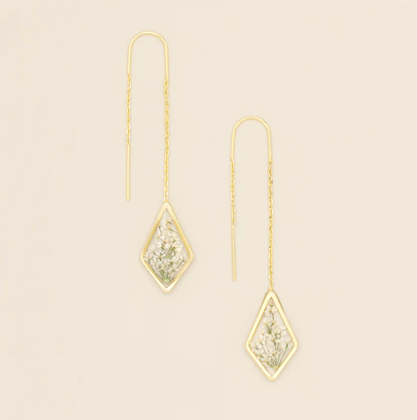 Scout Pressed Flower Thread Earring - White Lace Flower