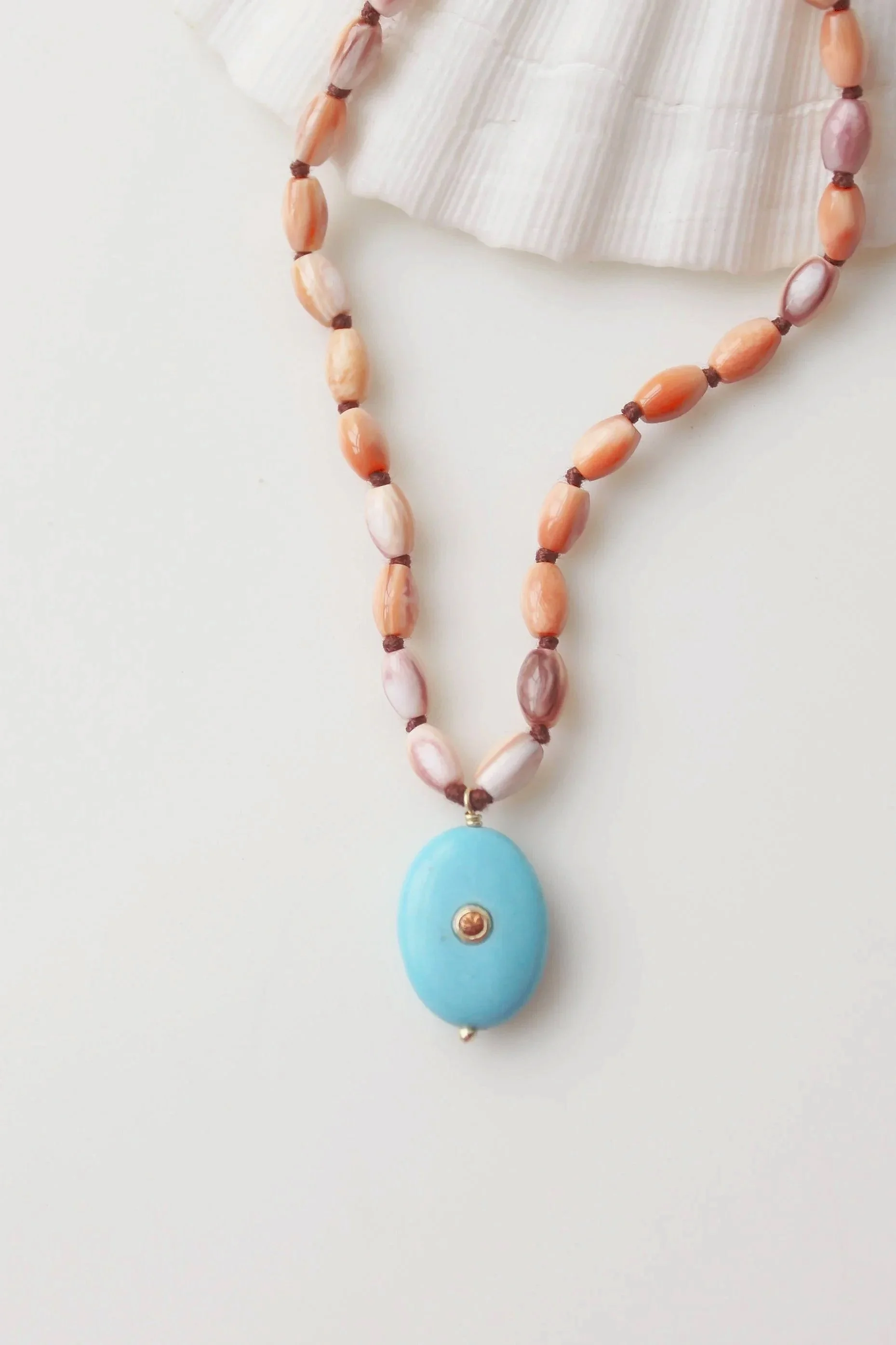 Chan Luu Turquoise Drop Necklace with Orange Sapphire