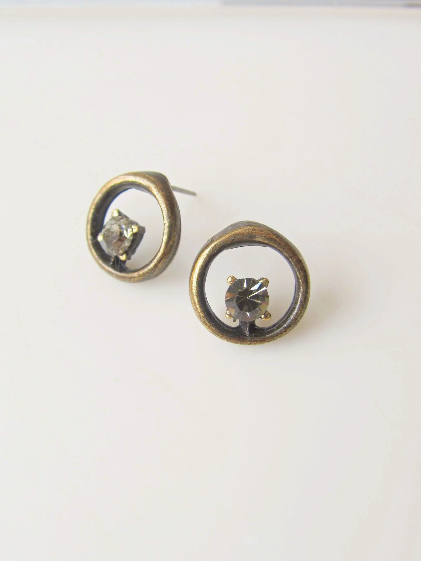 Rebel Designs Off Center Crystal Stud Earrings
