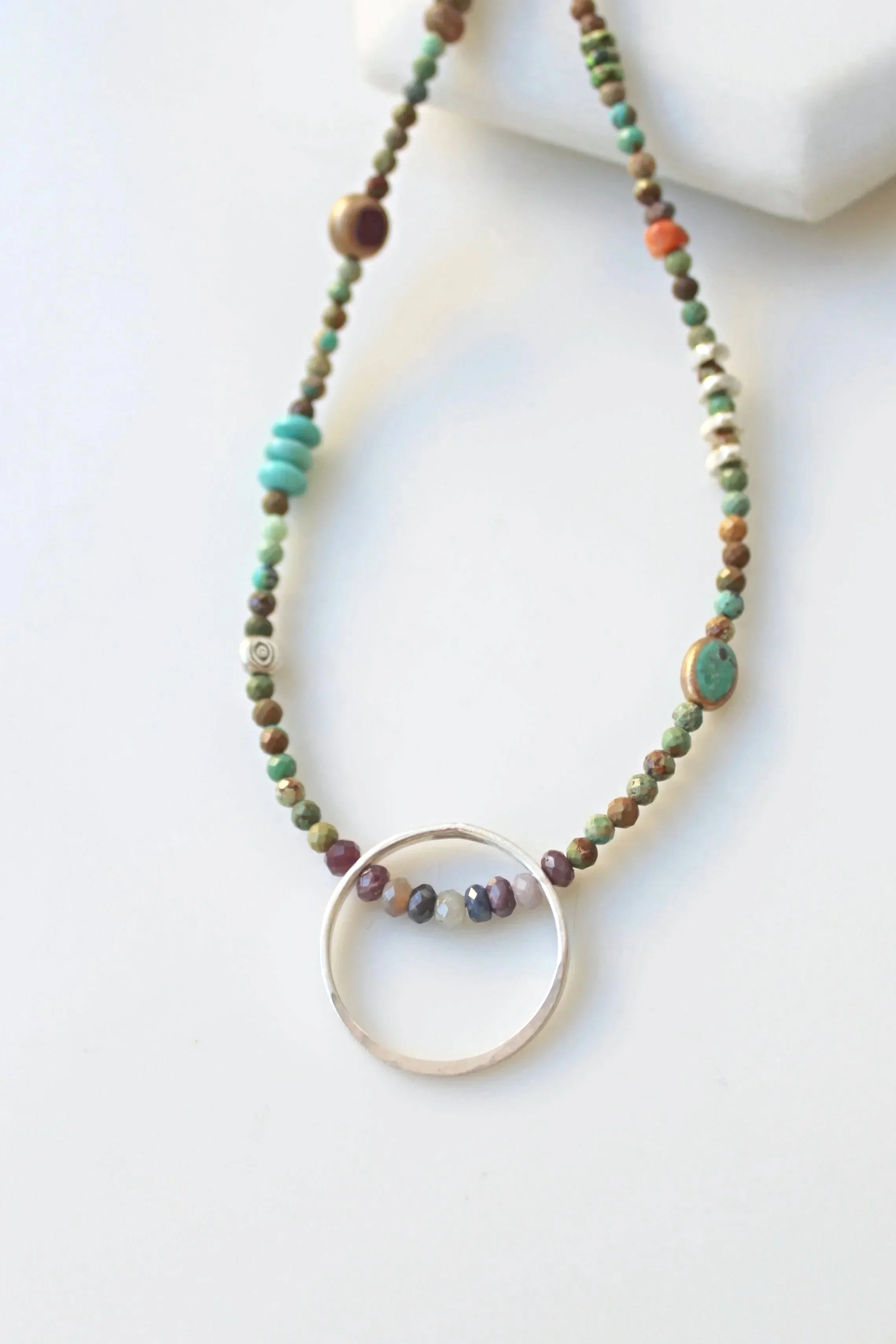 Riverstone Sterling Silver Circle Necklace
