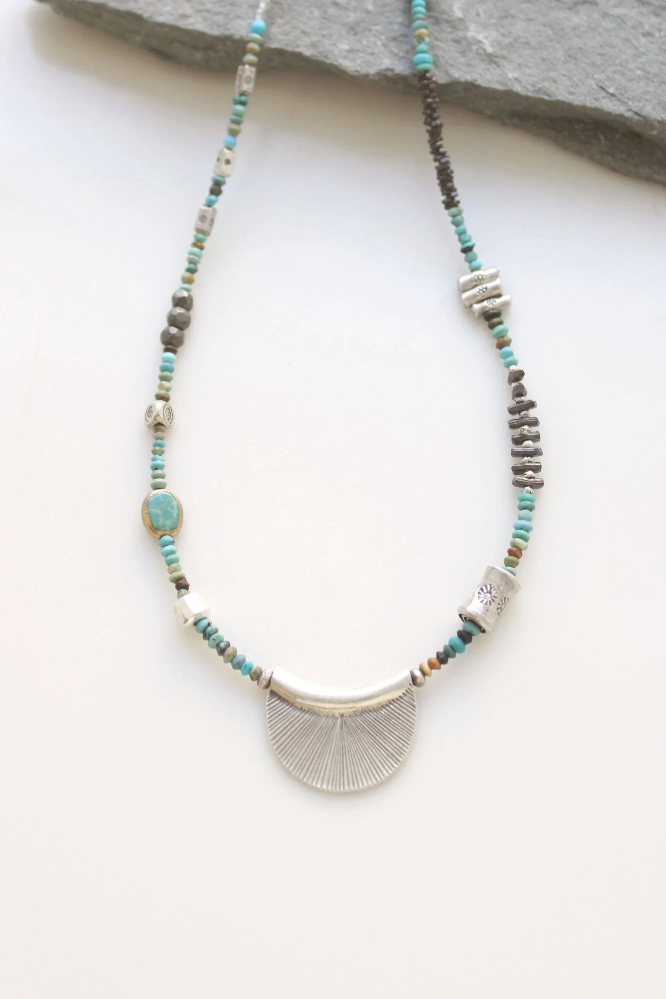 Riverstone Turquoise Sun Salutation Necklace