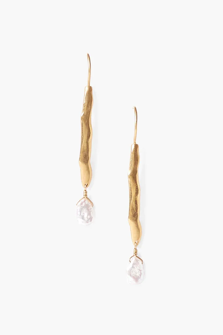 Chan Luu Gold Wave Pearl Drop Earrings