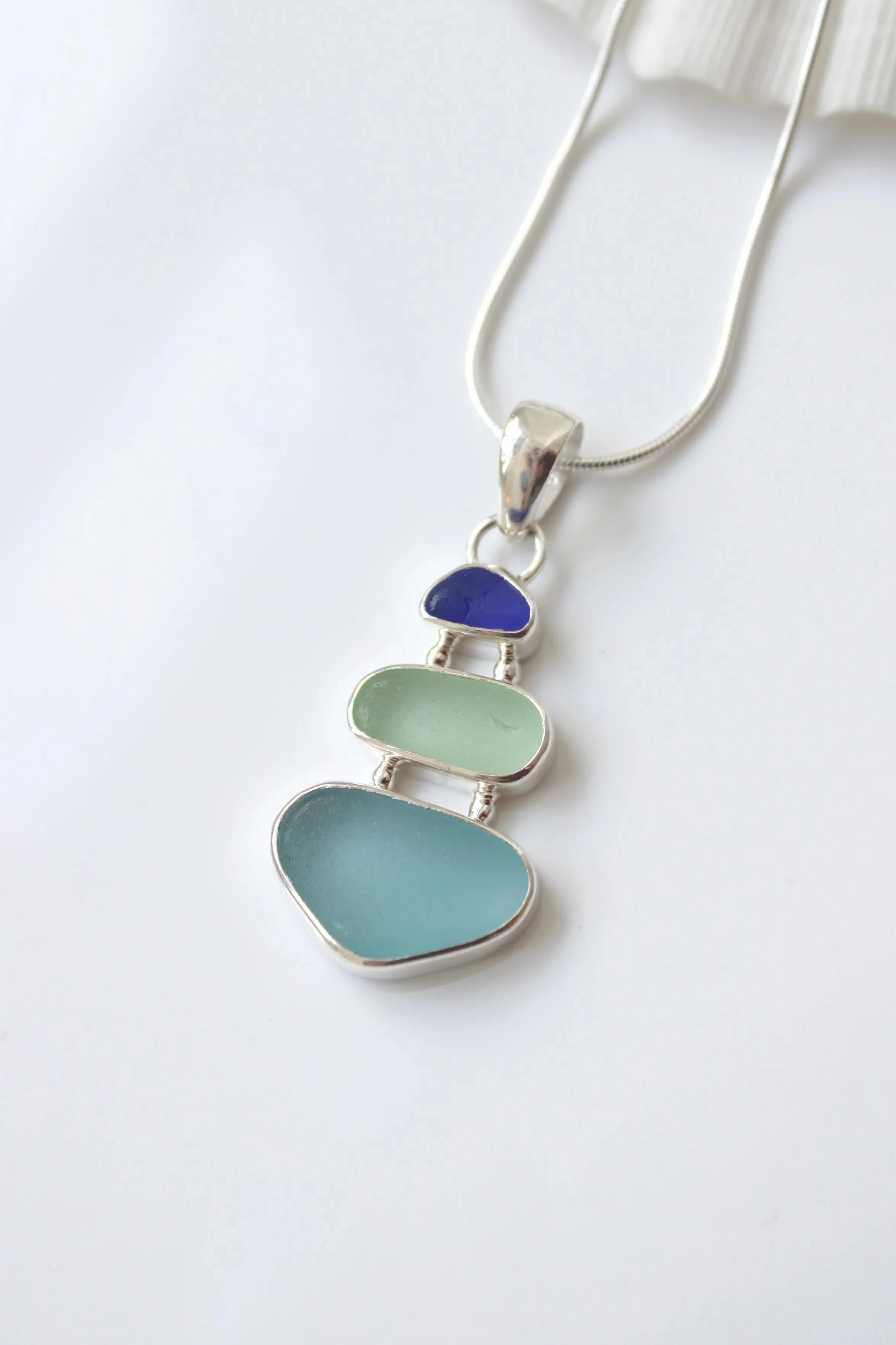 Lita Sea Glass Triple Ultramod Pendant Necklace