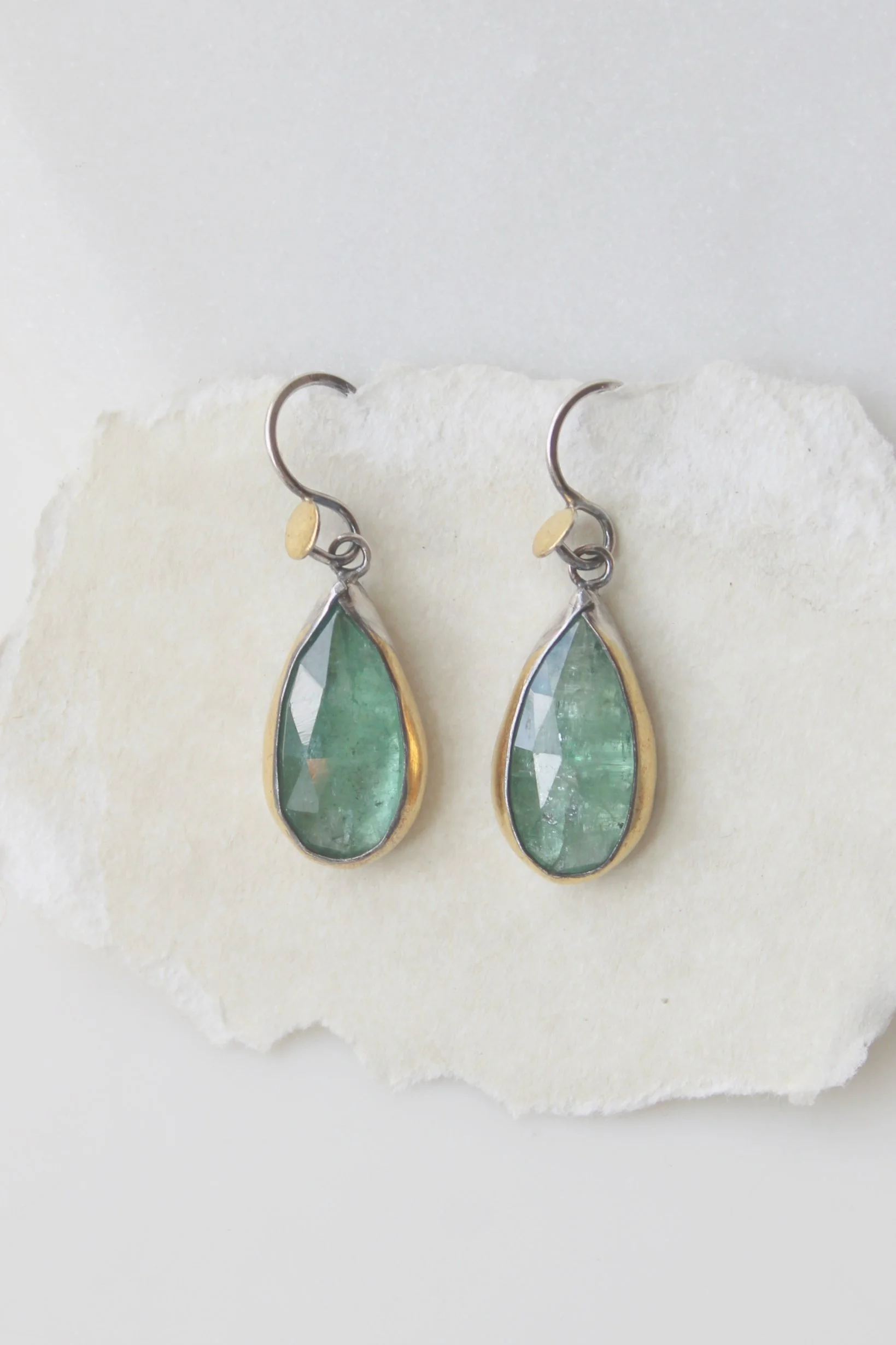 Austin Titus Teal Green Kyanite Teardrop Fold Earrings