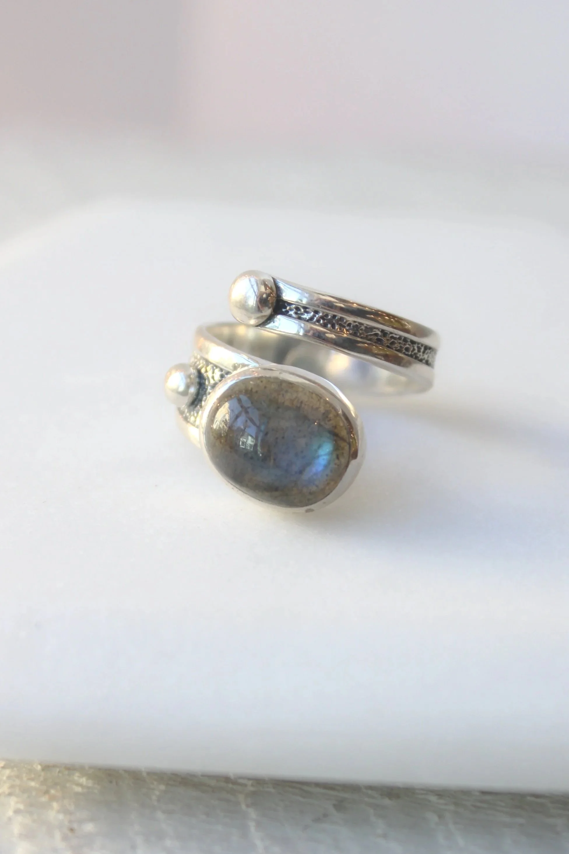 Sterling Silver Wrapped in Labradorite Ring
