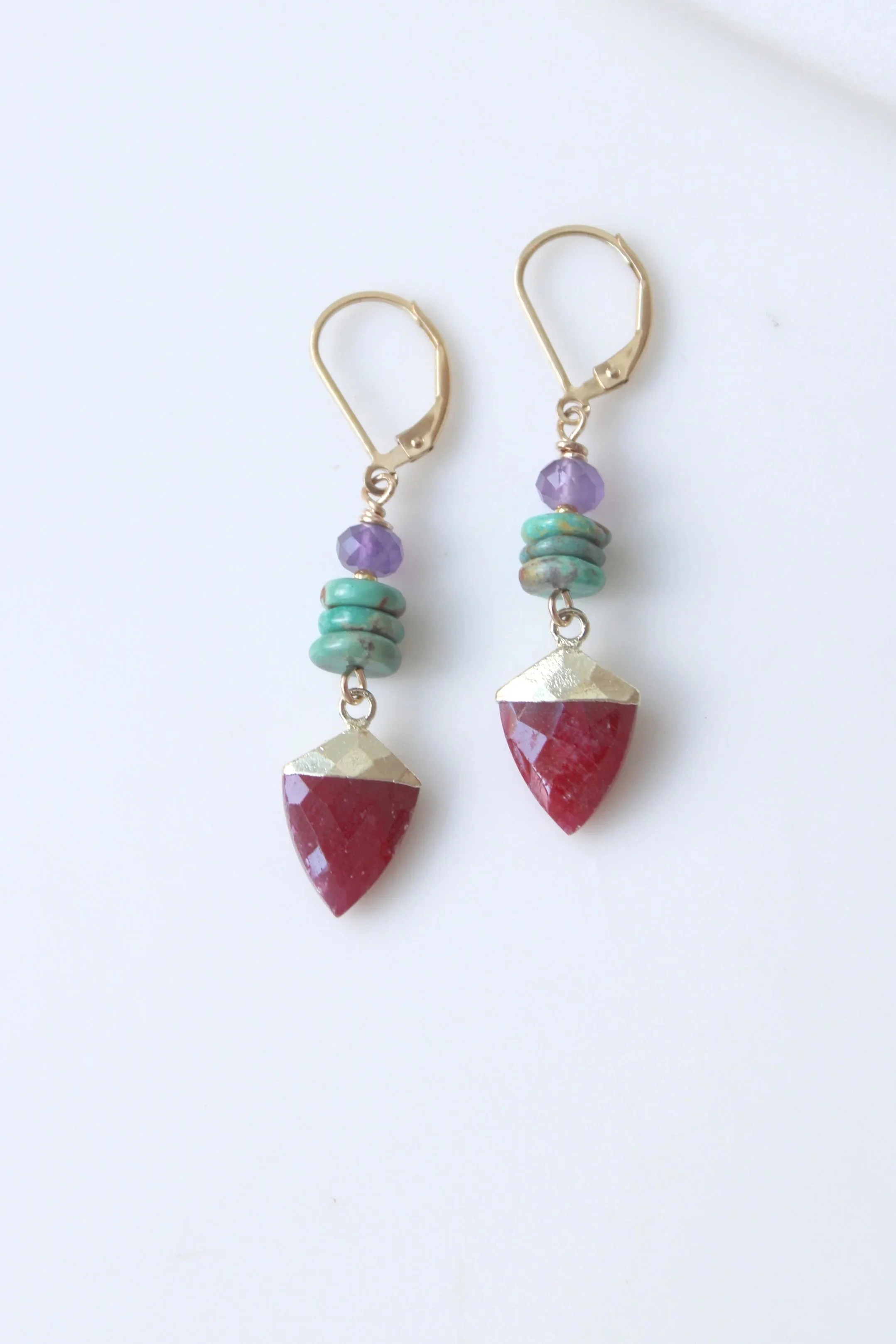 Riverstone Ruby Shield Earrings