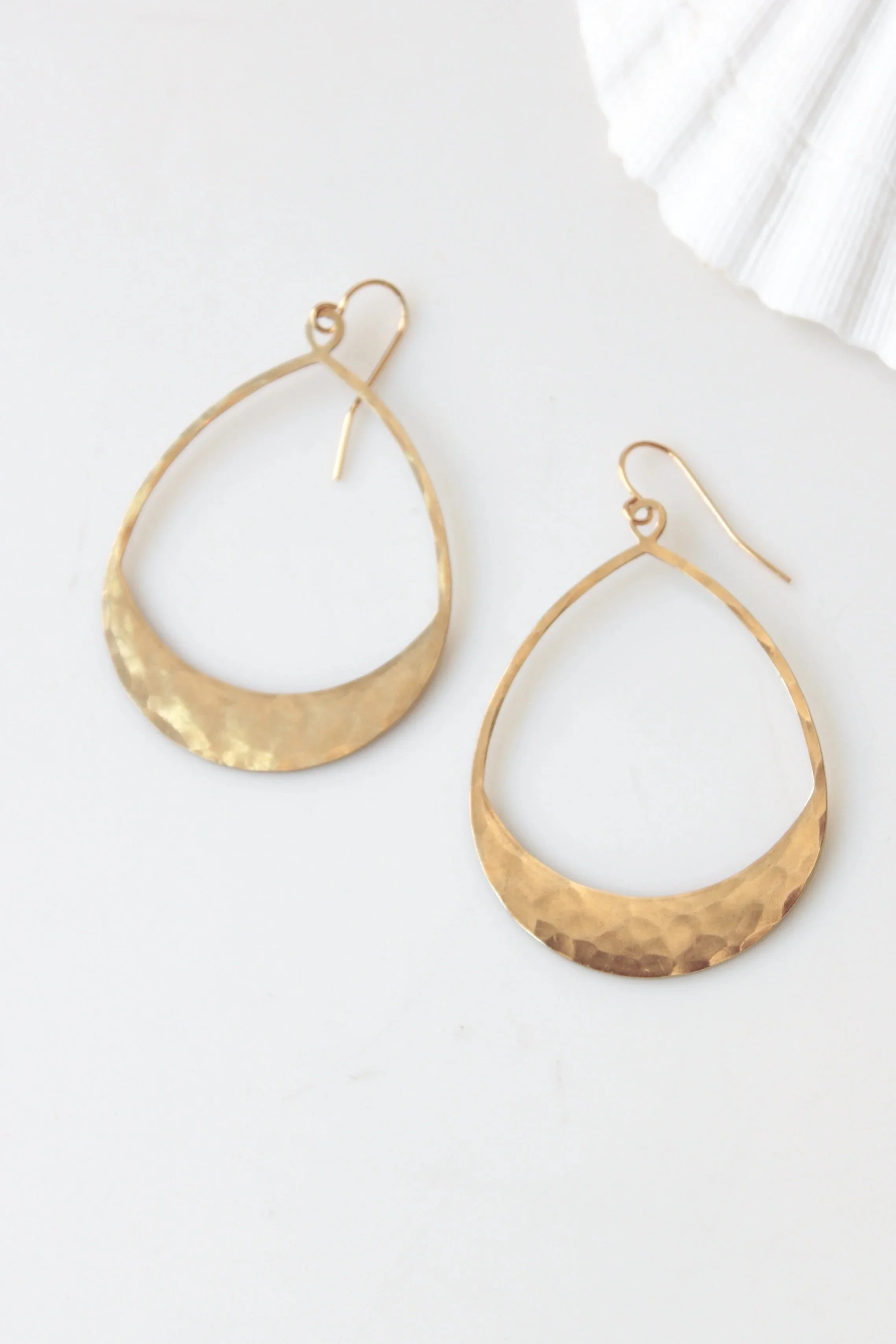 Mind's Eye Hammered Brass Teardrop Earrings