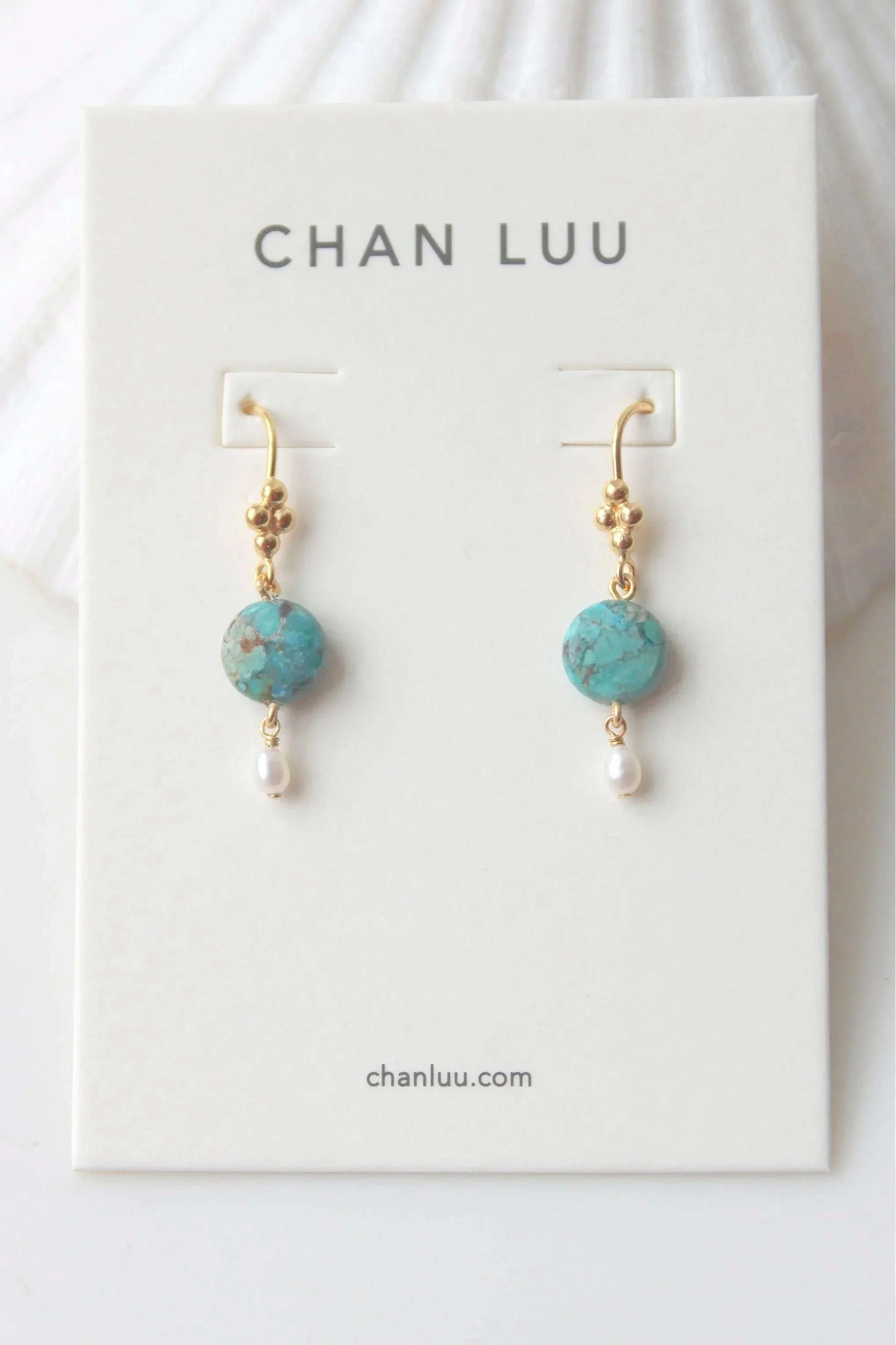Chan Luu Turquoise and Pearl Drop Earrings