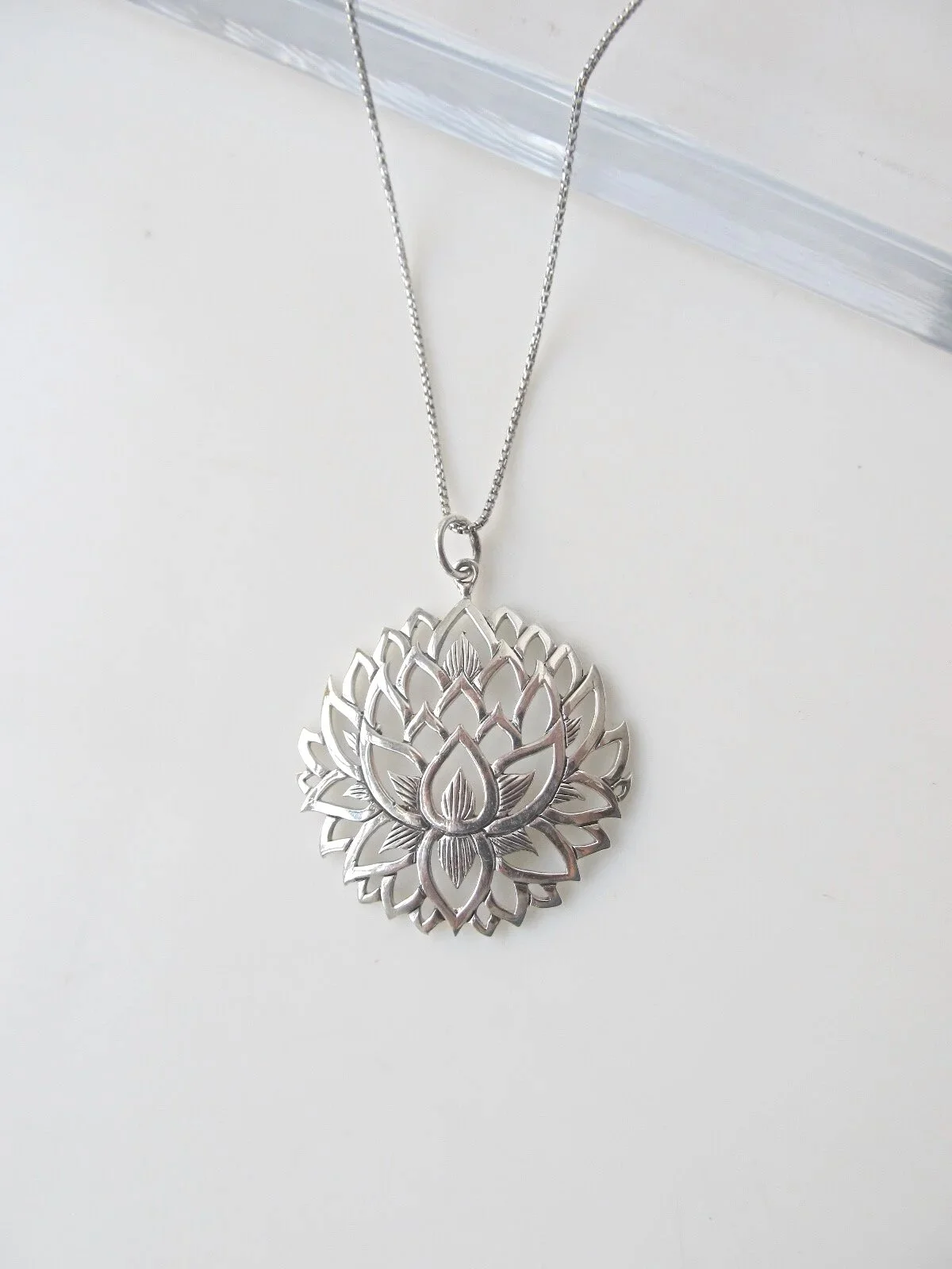 Sterling Silver Lotus Statement Necklace