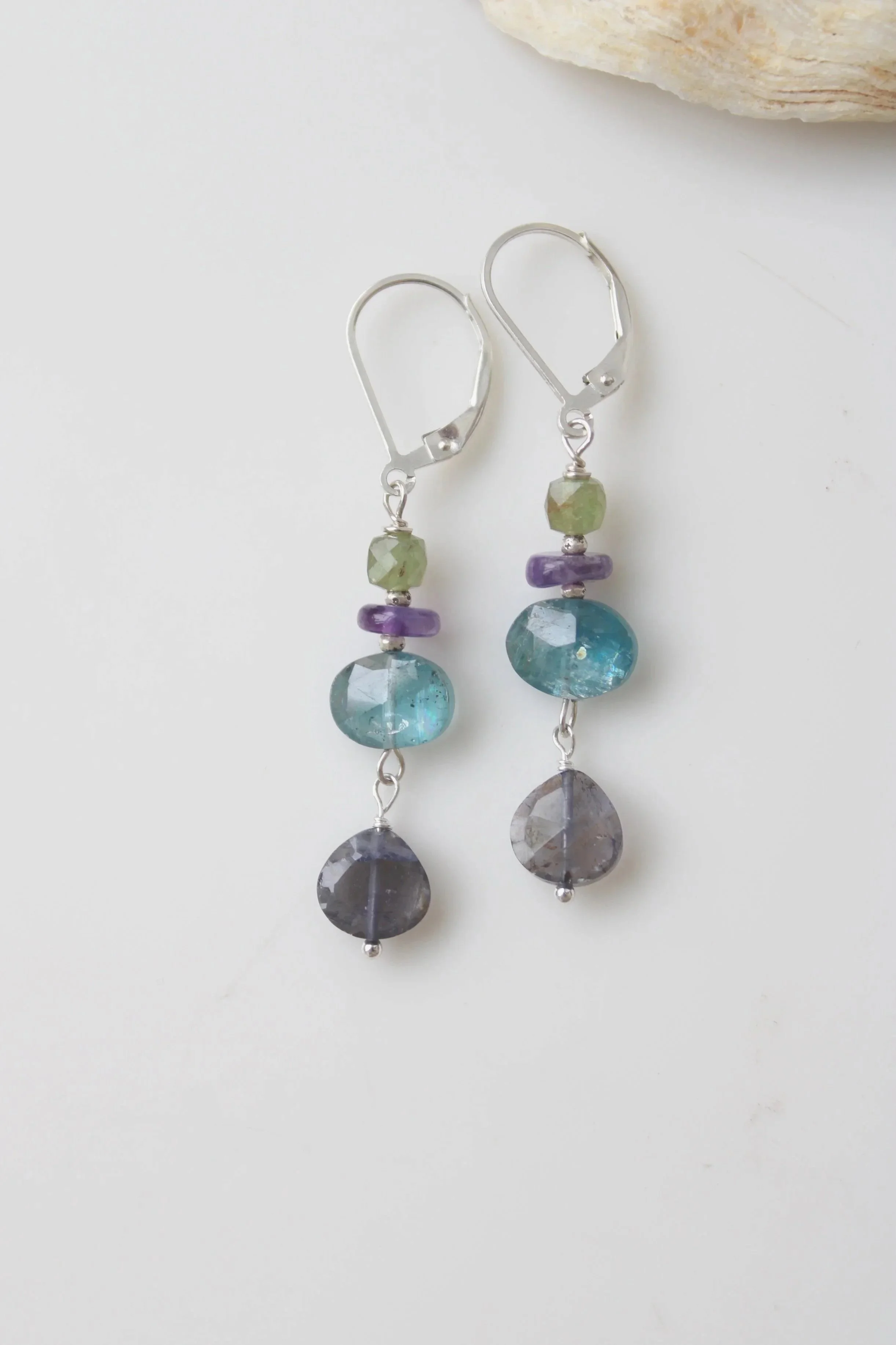 Riverstone Linear Shades of Blue Earrings
