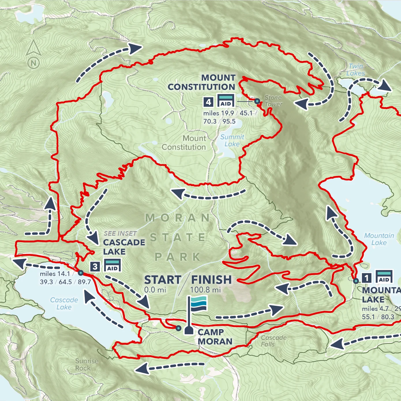 Detail of Rainshadow Running’s Orcas Island 100 course.