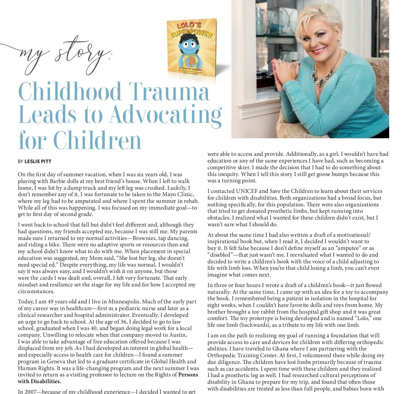 River Valley Woman Magazine Features Project Lolo in "My Story: Childhood Trauma Leads to Advocating for Children"