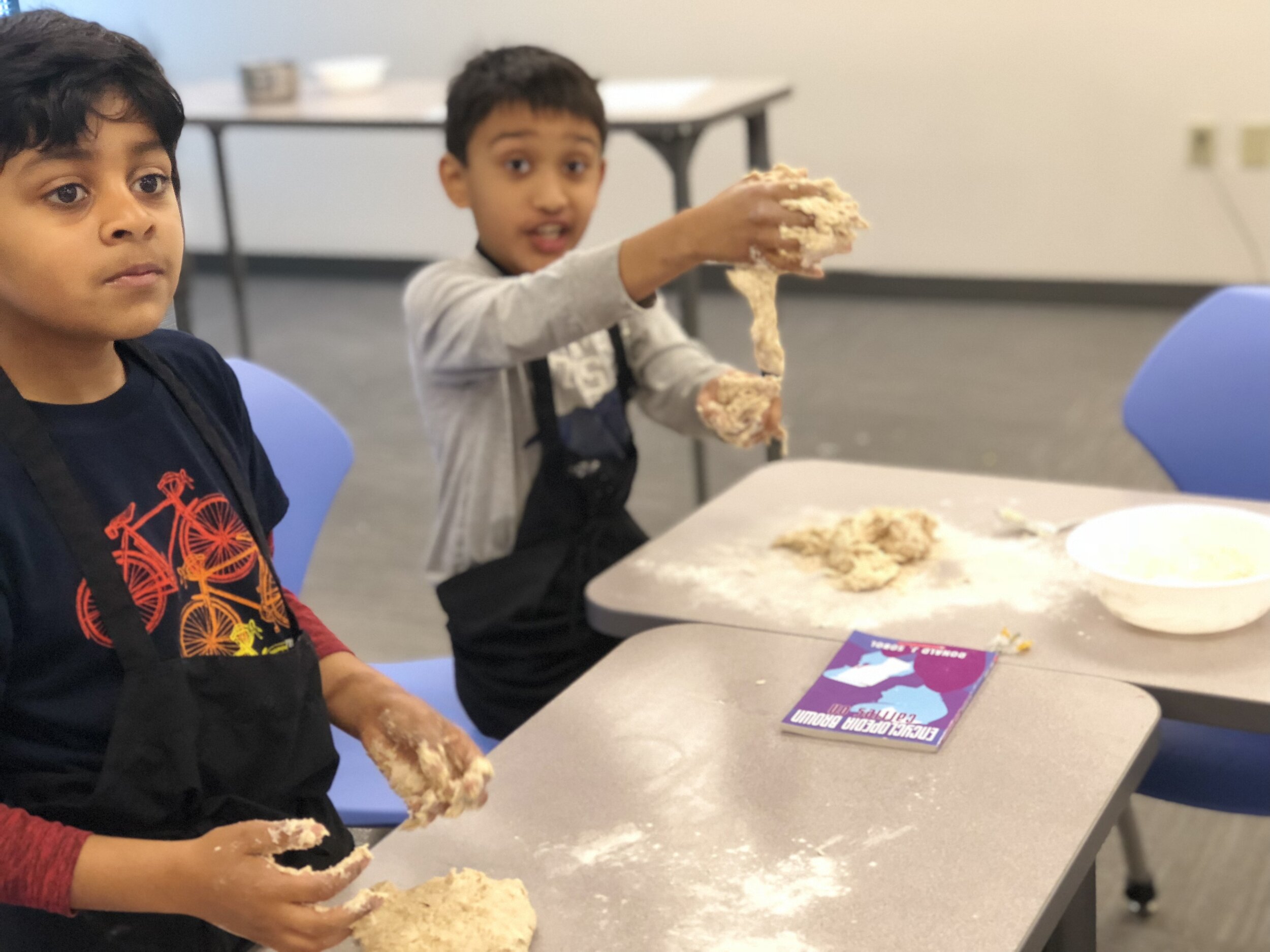 Take a look at this dough! Pizza dough is super messy and FUN!