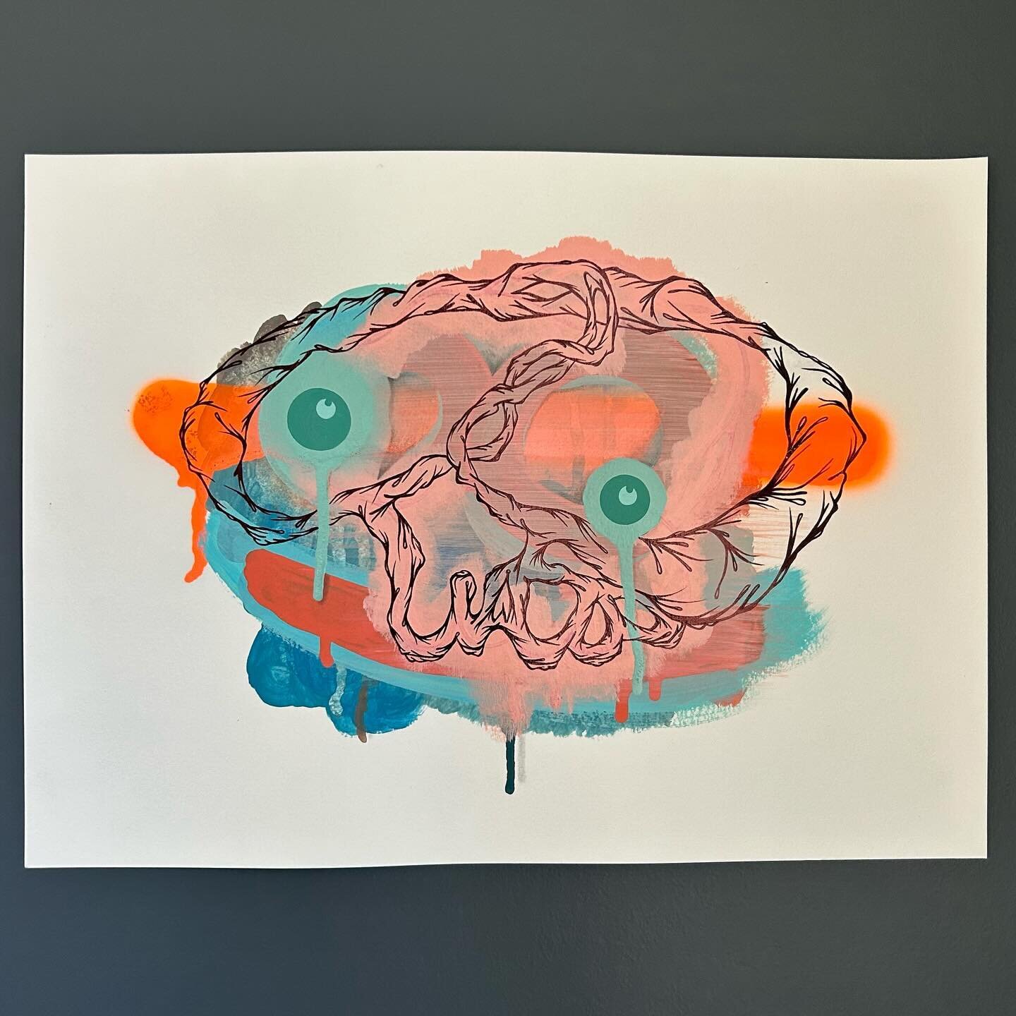 &ldquo;I&rsquo;ve Been Hit, But I&rsquo;m Not Dead&rdquo; AVAILABLE for purchase. Acrylic, spray paint, graphite and ink on 15&rdquo; x 11&rdquo; 140lb Canson watercolor paper. #saicalumni #tracygjones #instart #createwithblick #spraypaint
