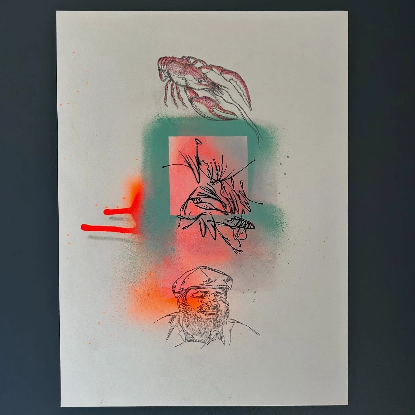 Available for purchase. &ldquo;A First For Both of Us But Definitely Not the Last&rdquo; Spray paint, ink, graphite and color pencil on 11&rdquo; x 14&rdquo; 90lb Canson watercolor paper. #saicalumni #tracygjones