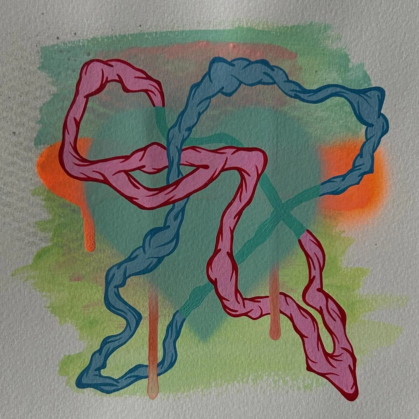 Number 22 of my &ldquo;100 HEARTS PROJECT&rdquo; just found a home with a collector in Oak Park, Illinois! &ldquo;Love at the Intersection of Woodward &amp; Prairie Avenue Number 22&rdquo; Acrylic, graphite and spray paint on Canson 90lb watercolor p