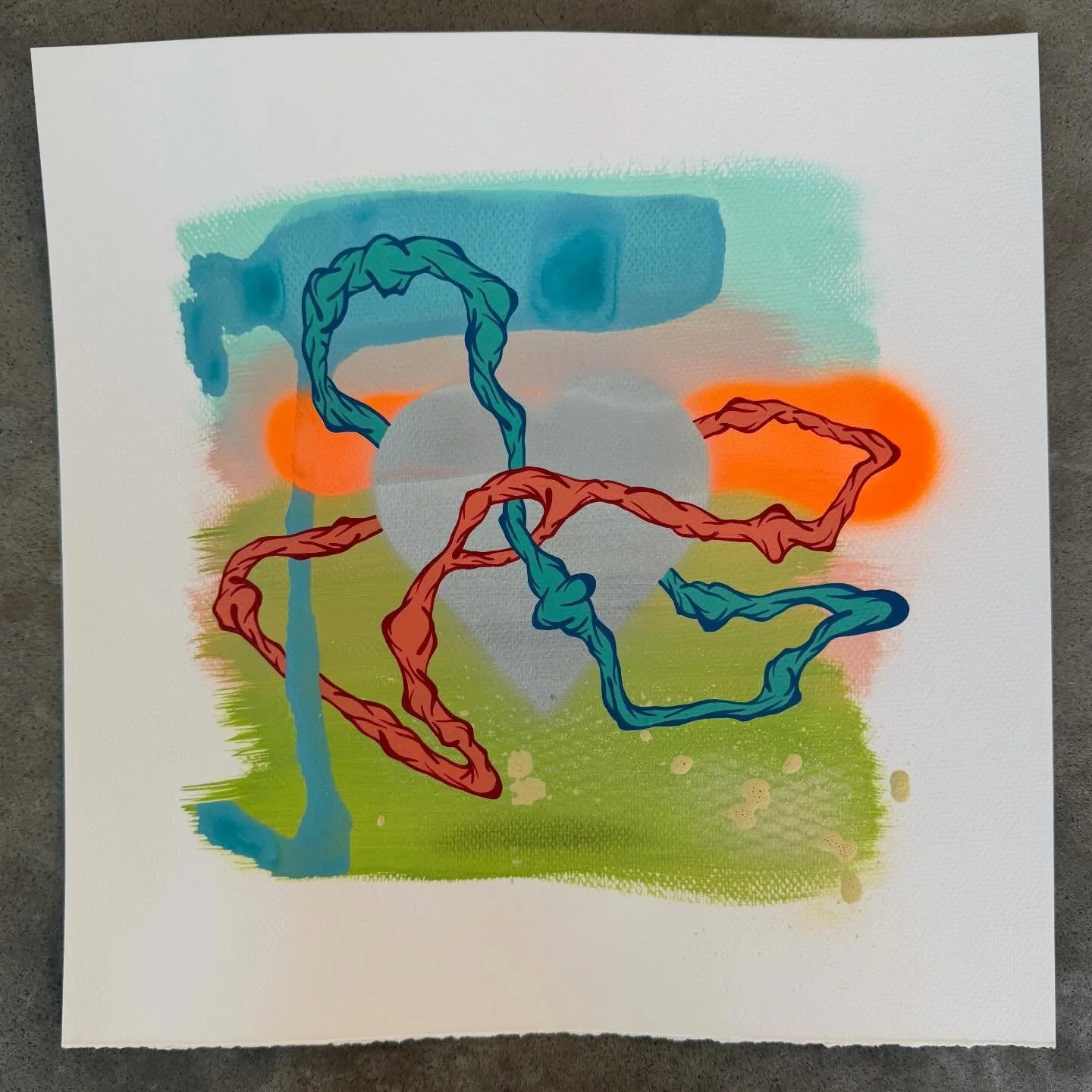 Available for purchase. &ldquo;Love at the Intersection of Woodward &amp; Prairie Avenue Number 33&rdquo; Acrylic, spray paint and graphite on 11&rdquo; x 11&rdquo; Canson 90lb watercolor paper. Add to your collection today!