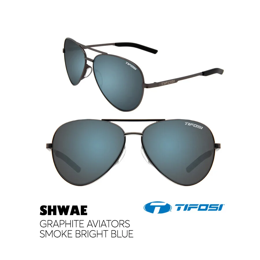 Graphite Smoke Bright Blue Shwae Aviators - Tifosi Optics