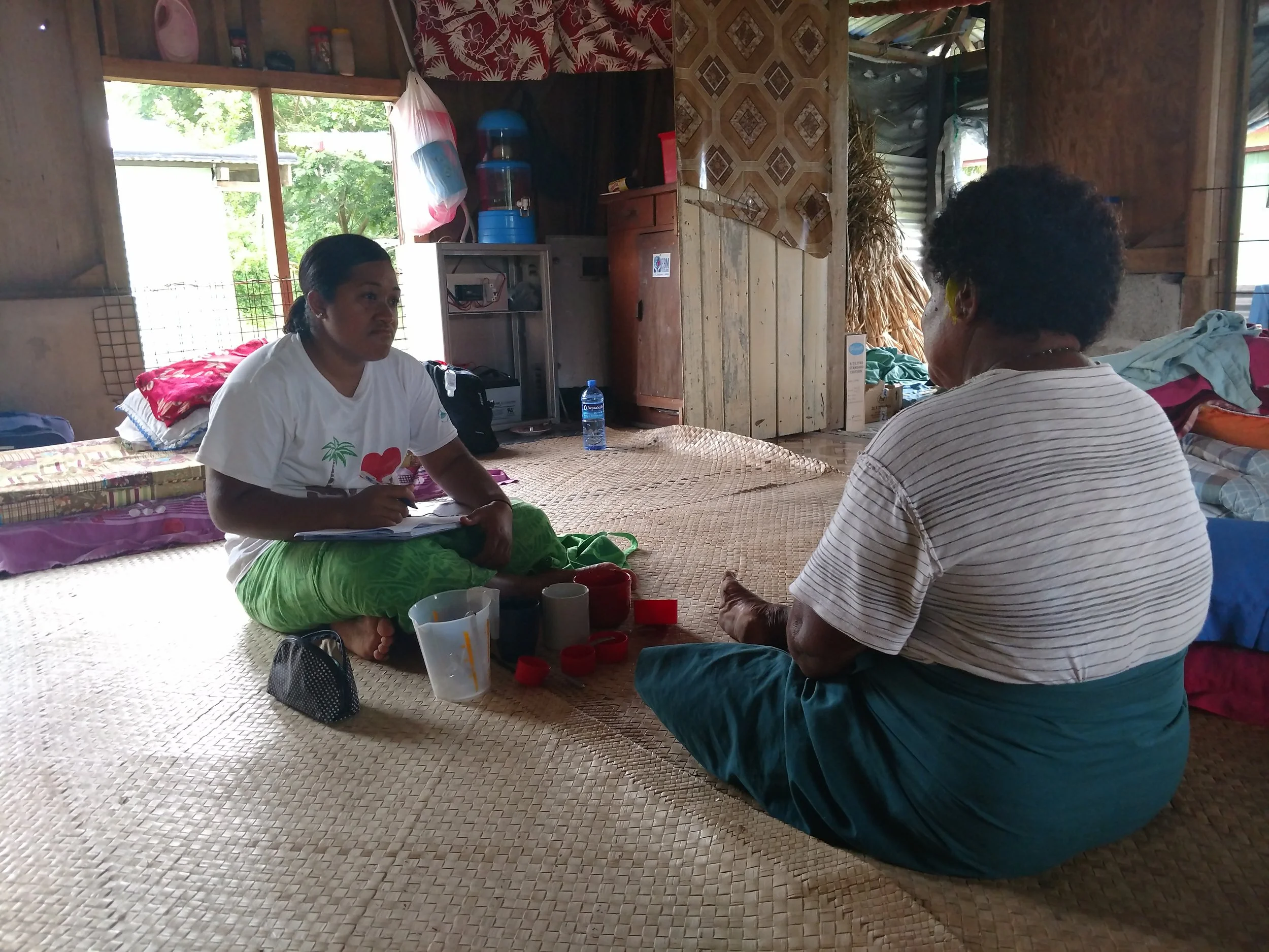 Una conducting a dietary recall survey