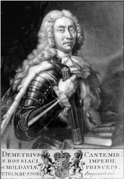 Prince Dmitri Kantemir (Cantemir - Romanian spelling) 1673-1723. Prince of Moldavia, 1693. Prince of the Russian Empire, 1711. Prince of the Holy Roman Empire, 1711 (title given by Charles VI). 