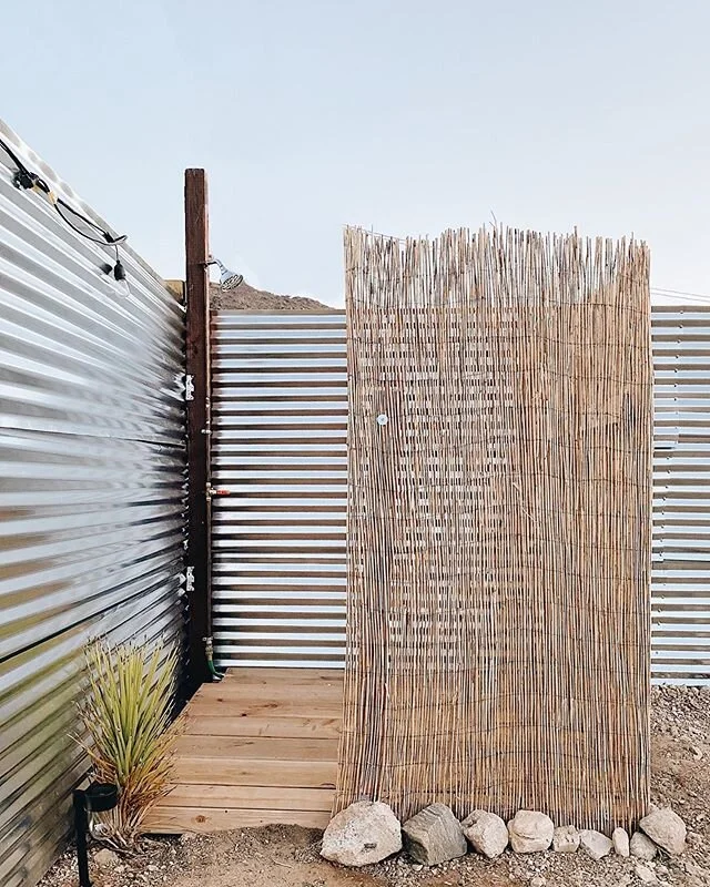 Outdoor shower is ready 🤘🏼 one project at a time and soon our backyard will be a little oasis ✨